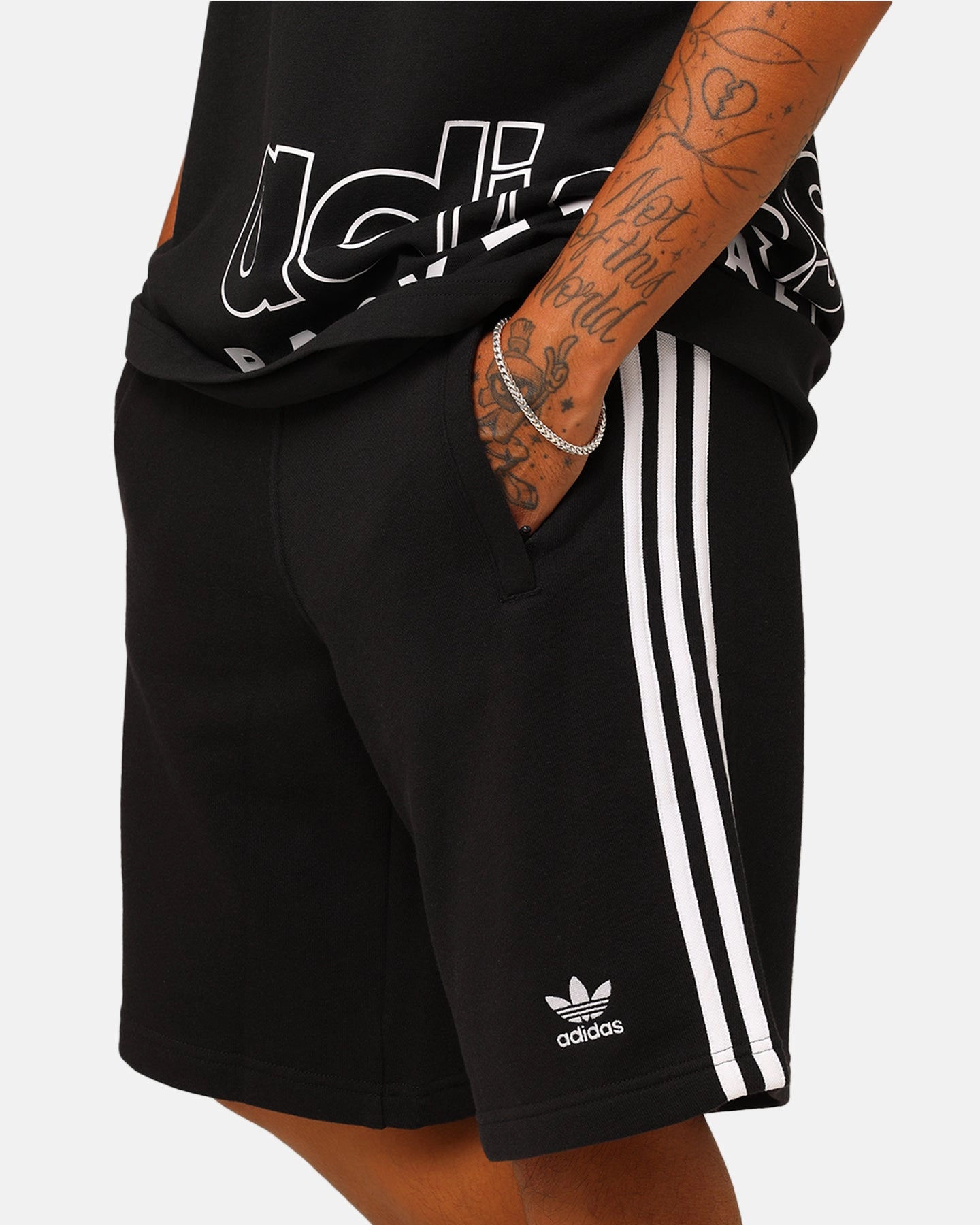 AntiSnagTechnology High Rise Waist Adidas Adicolour Classics 3-Stripes Sweat Shorts Black