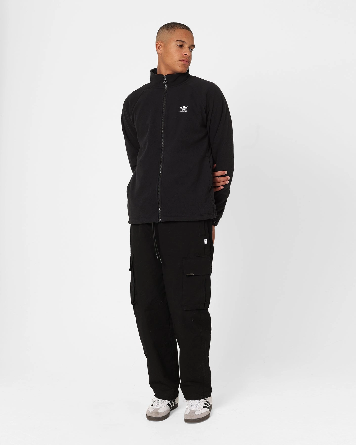 Adidas Adicolour Trefoil Teddy Fleece Jacket Black Sleek Outerwear Detect