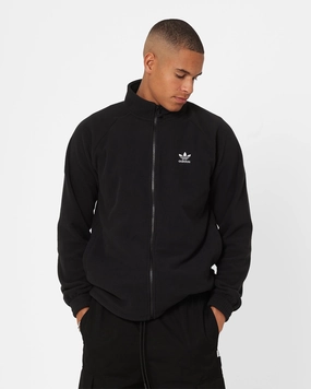 Double Layer Closure Adidas Adicolour Trefoil Teddy Fleece Jacket Black