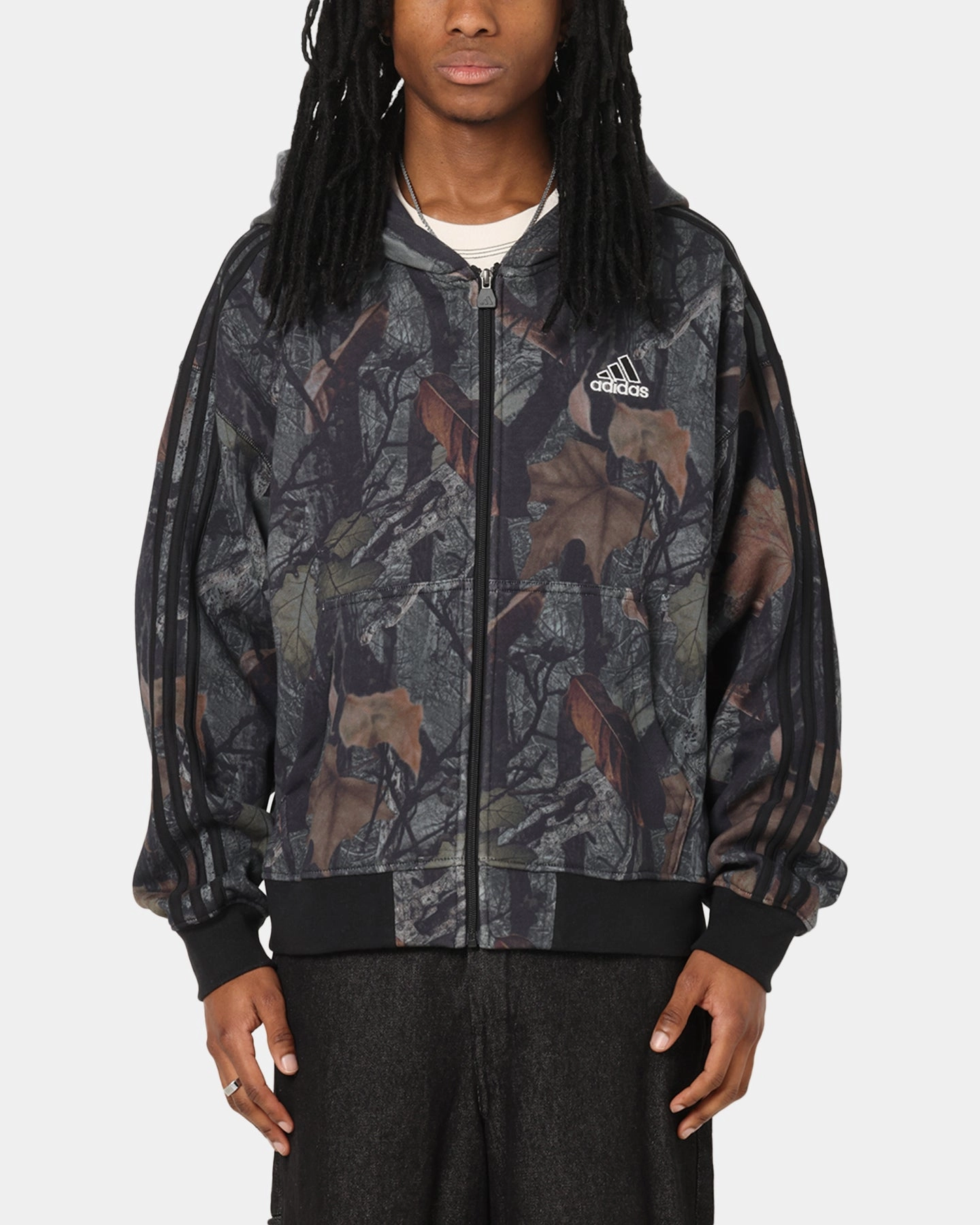 Kangaroo like Adidas Camo Zip Up Hoodie Black