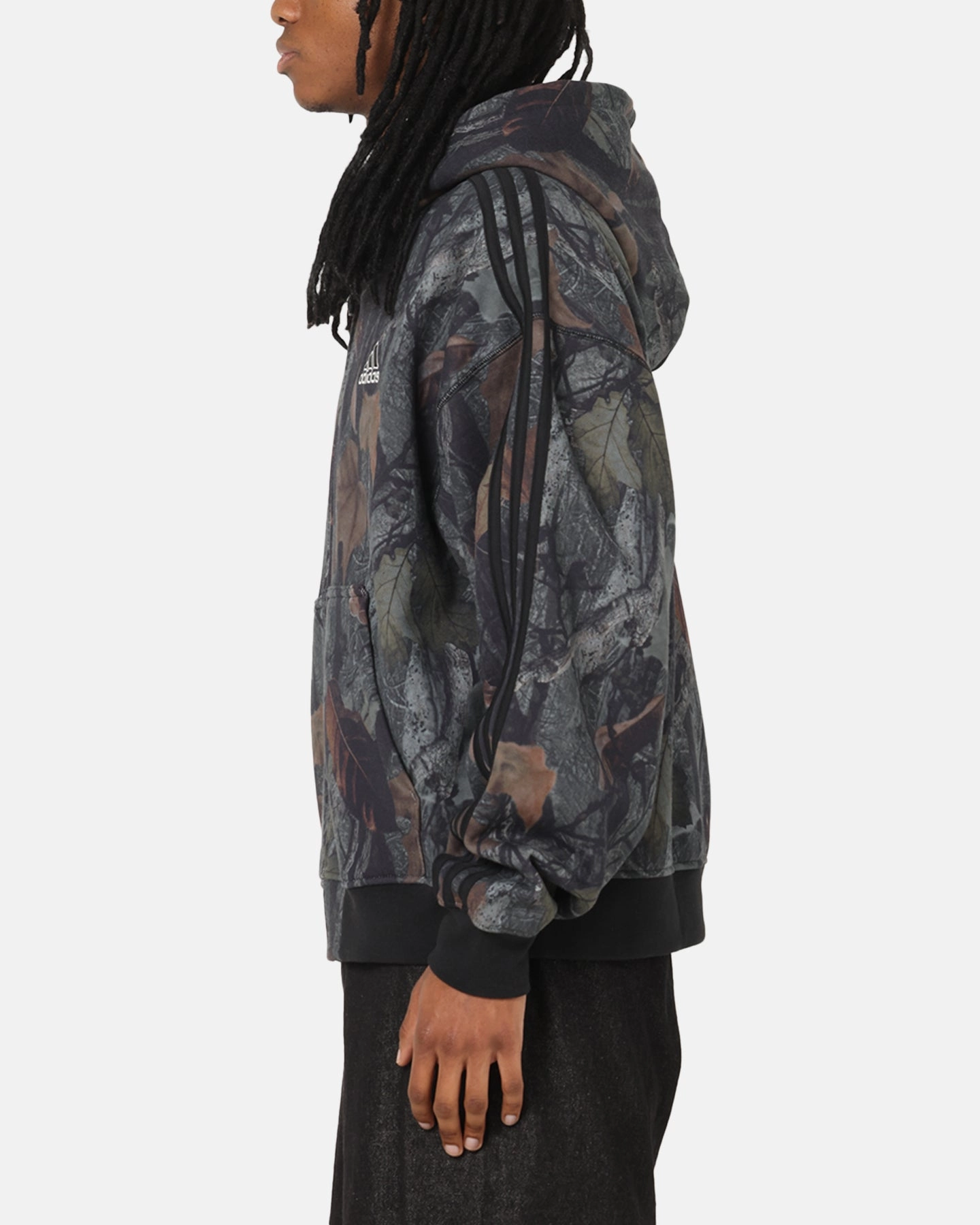 Contrast Stitching Accents Adidas Camo Zip Up Hoodie Black