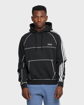 Adidas Contrast Stitch Hoodie Black Solid Color Labor