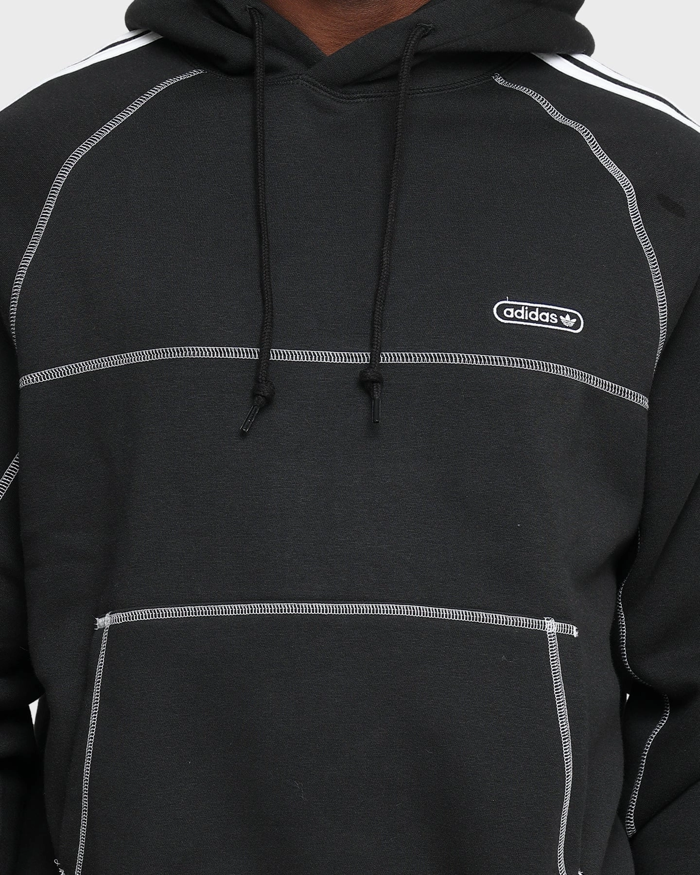 Adidas Contrast Stitch Hoodie Black Dirt Repellent Surface