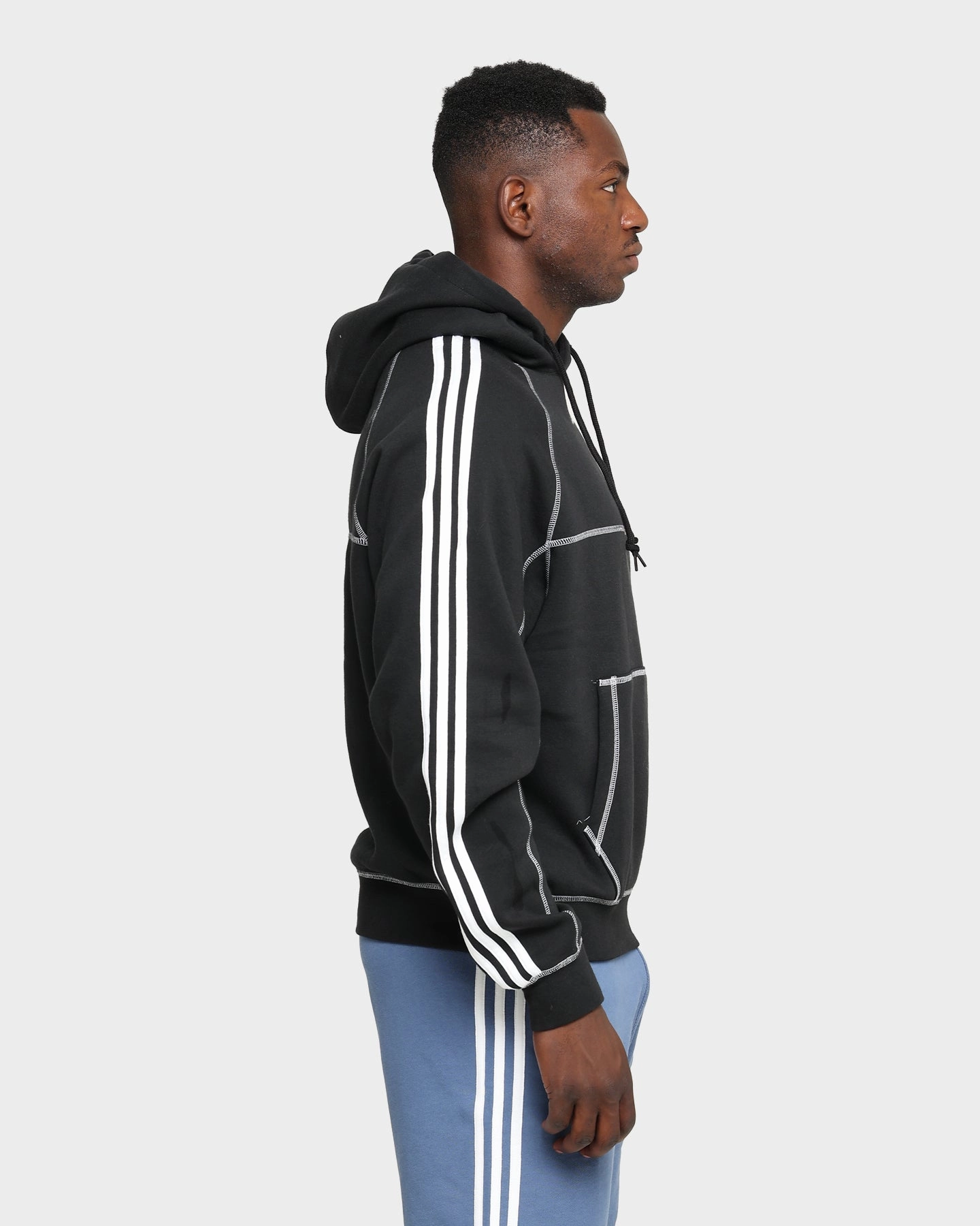 rainy Adore Adidas Contrast Stitch Hoodie Black