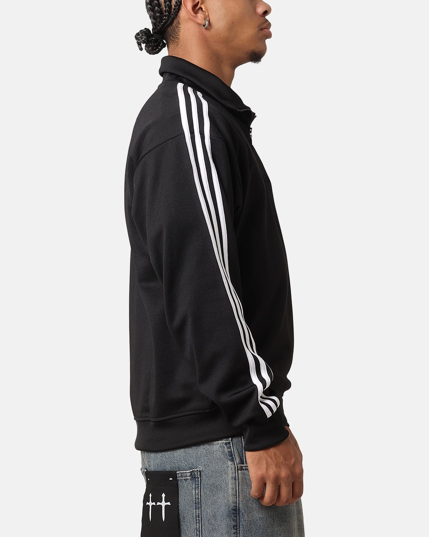 Climb Reflective Piping Adidas Funnel Neck Track Jacket Black