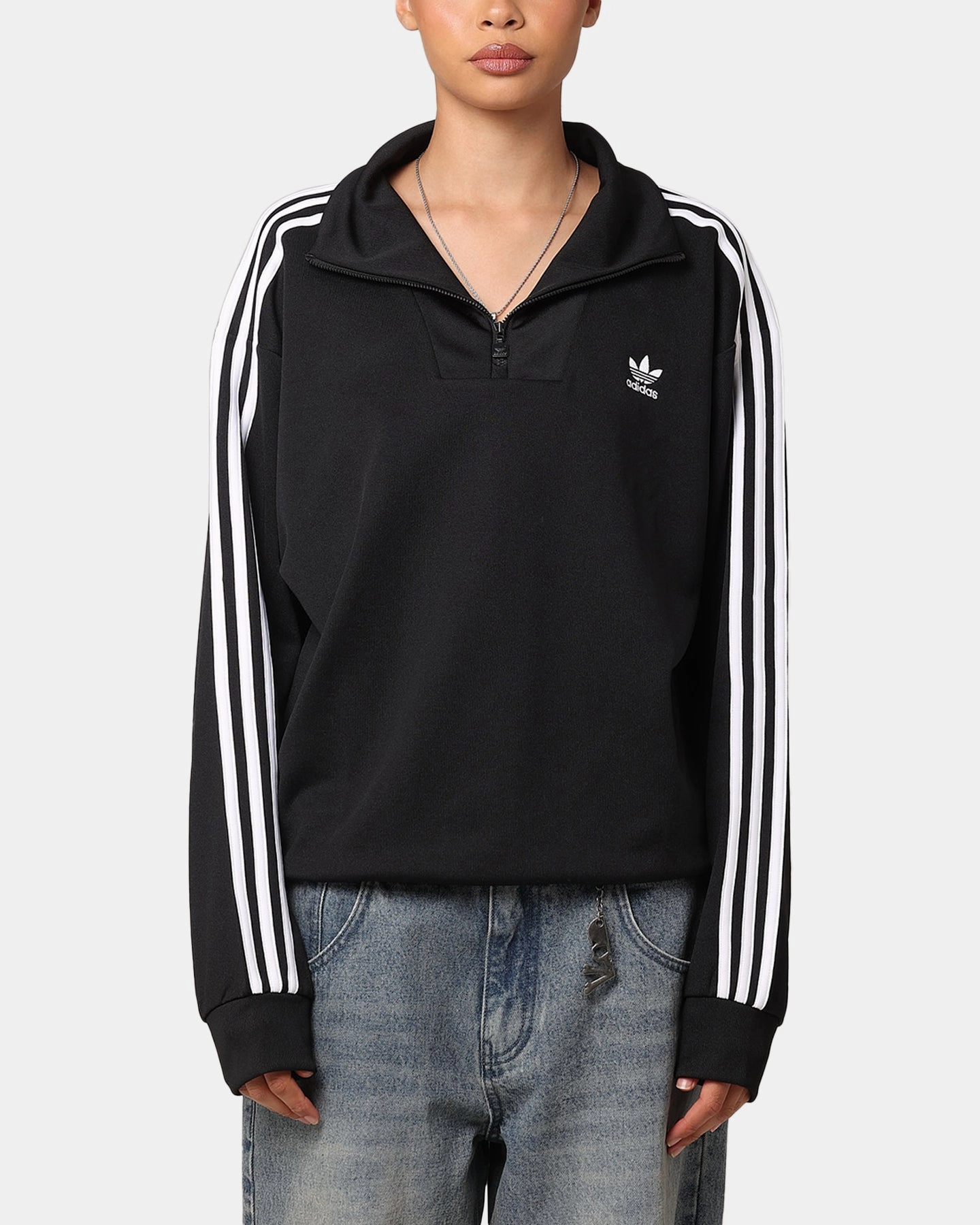 Adidas Funnel Neck Track Jacket Black Quilted Construction