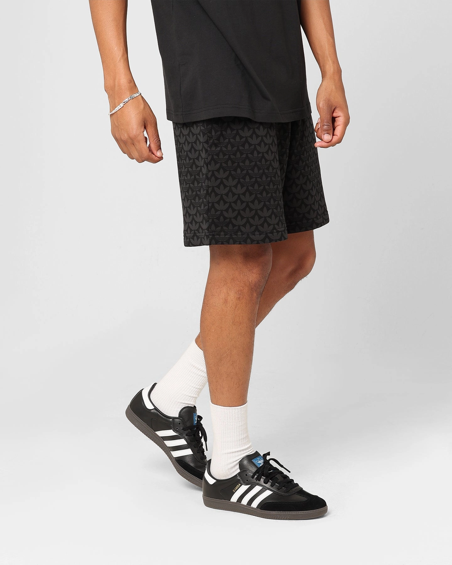 Adidas Graphics Monogram Shorts Black Leather Look Seamless Waistband