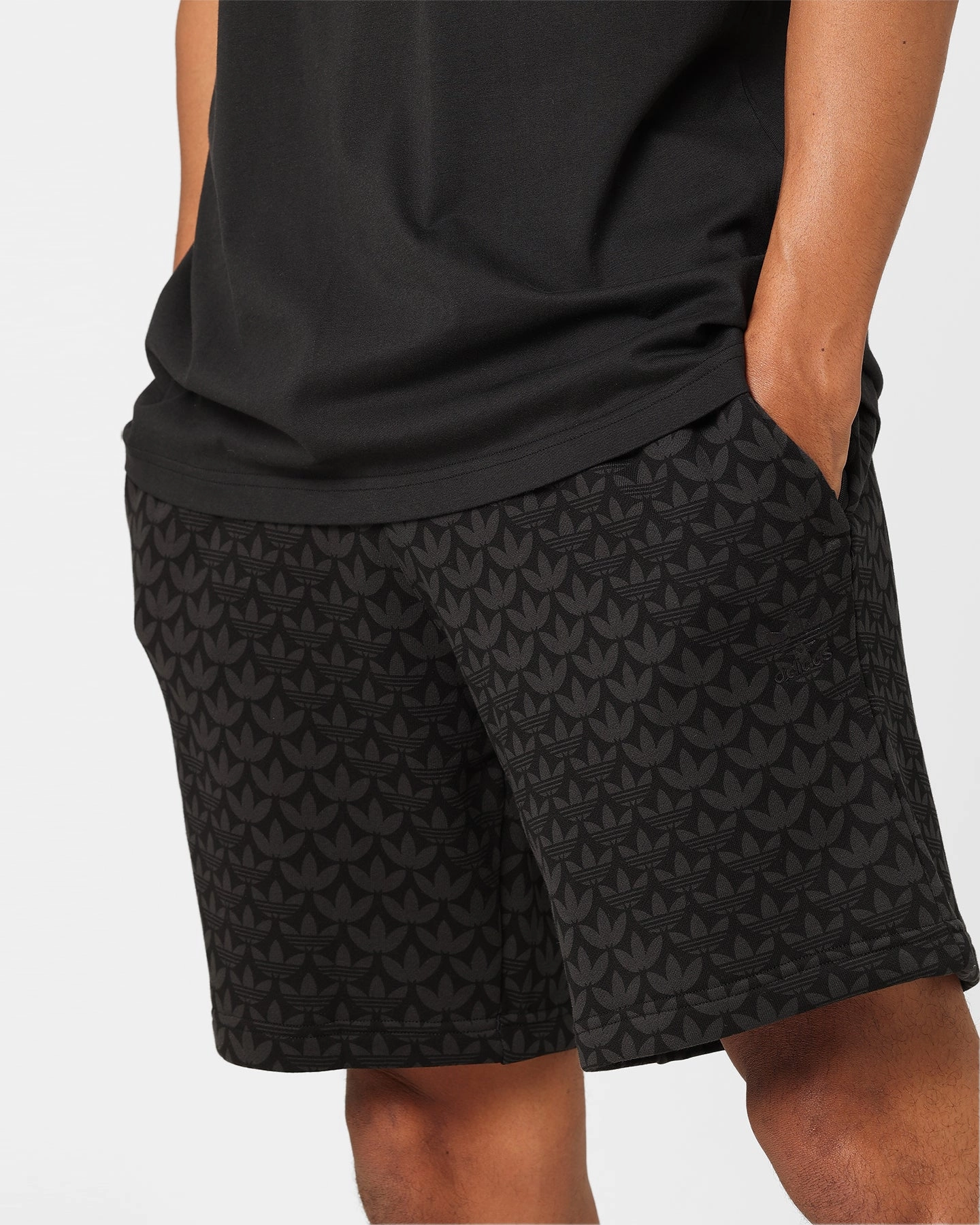 Lightweight Design Back pockets Adidas Graphics Monogram Shorts Black