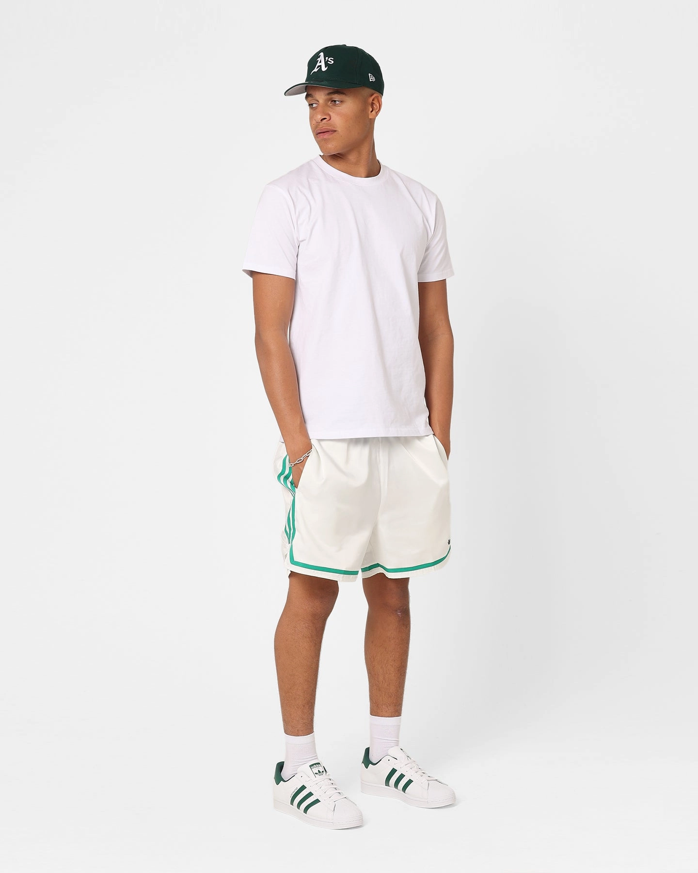 Adidas Hoop Prep Shorts Off White/Court Green Sustainable Manufacturing
