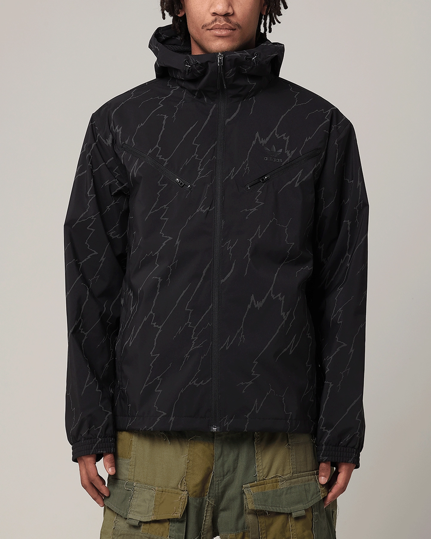 Adidas Lightening Windbreaker Jacket Black Street Style