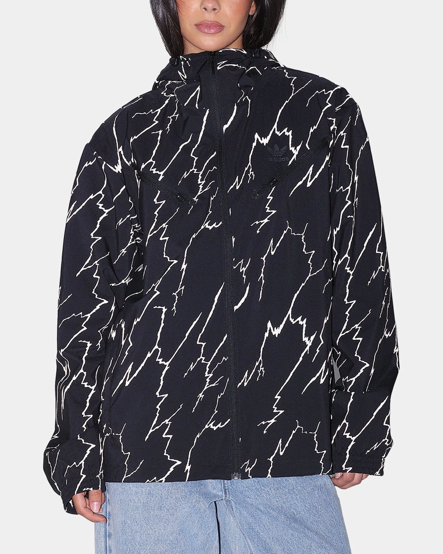LowProfileLogo Adidas Lightening Windbreaker Jacket Black