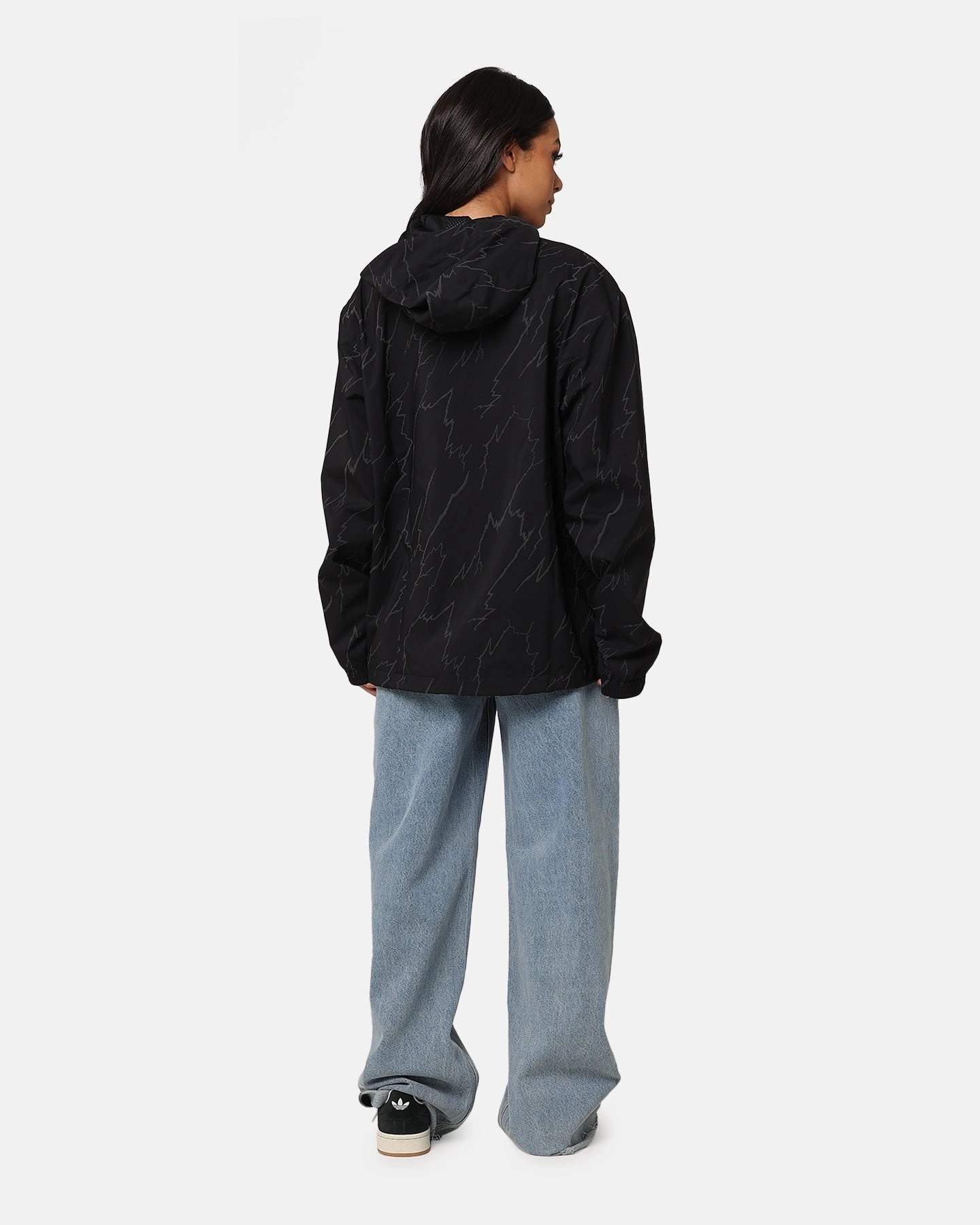 Adidas Lightening Windbreaker Jacket Black Breathable Material