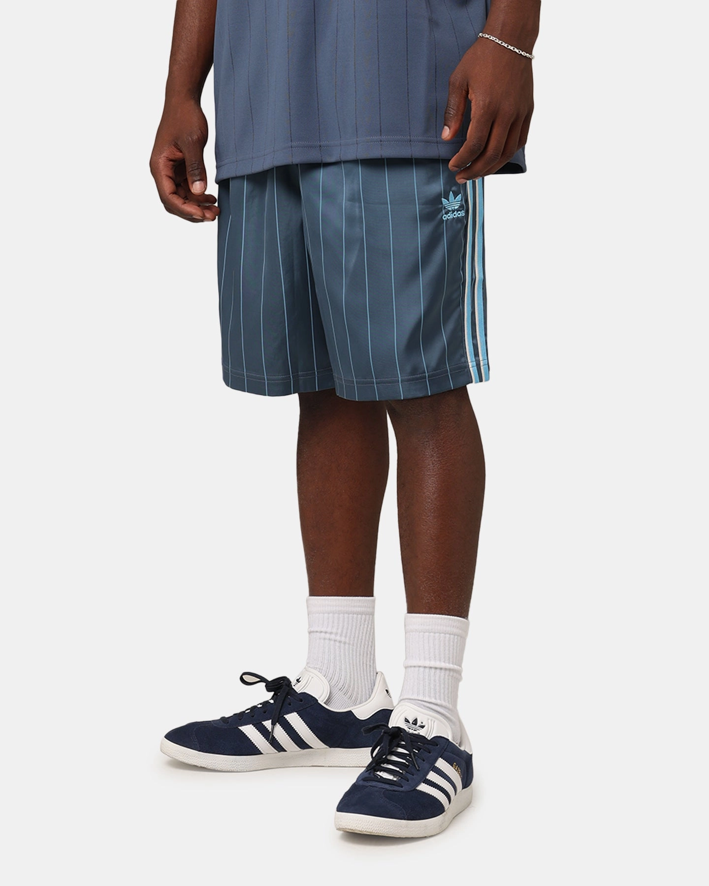 Anti Pilling Surface Secure Zipper Closure Adidas Pinstripe Sprinter Shorts Preloved Ink