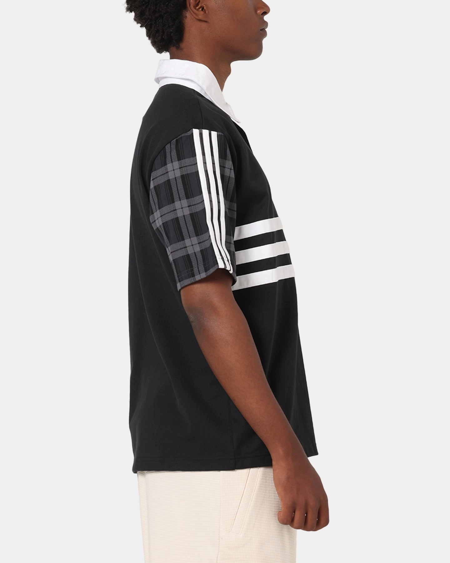 Adidas Tartan Regular Rugby Polo T-Shirt Black Business Meeting