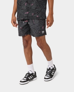 Beach Bound Athletic Vibe Adidas Trefoil All Over Print Swim Shorts Black/Grey Sox