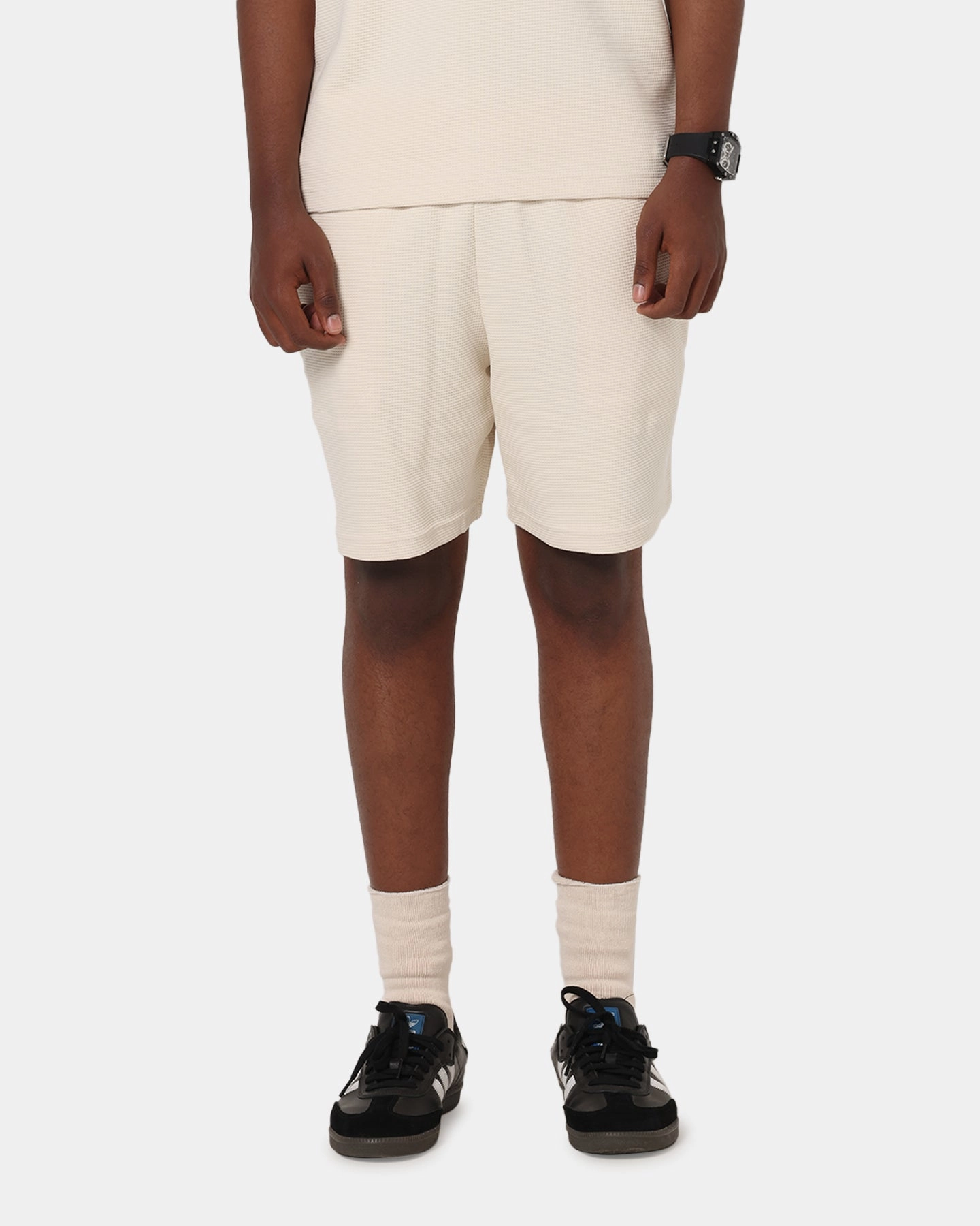 Fun Patterns Adidas Trefoil Essentials Waffle Shorts Wonder White