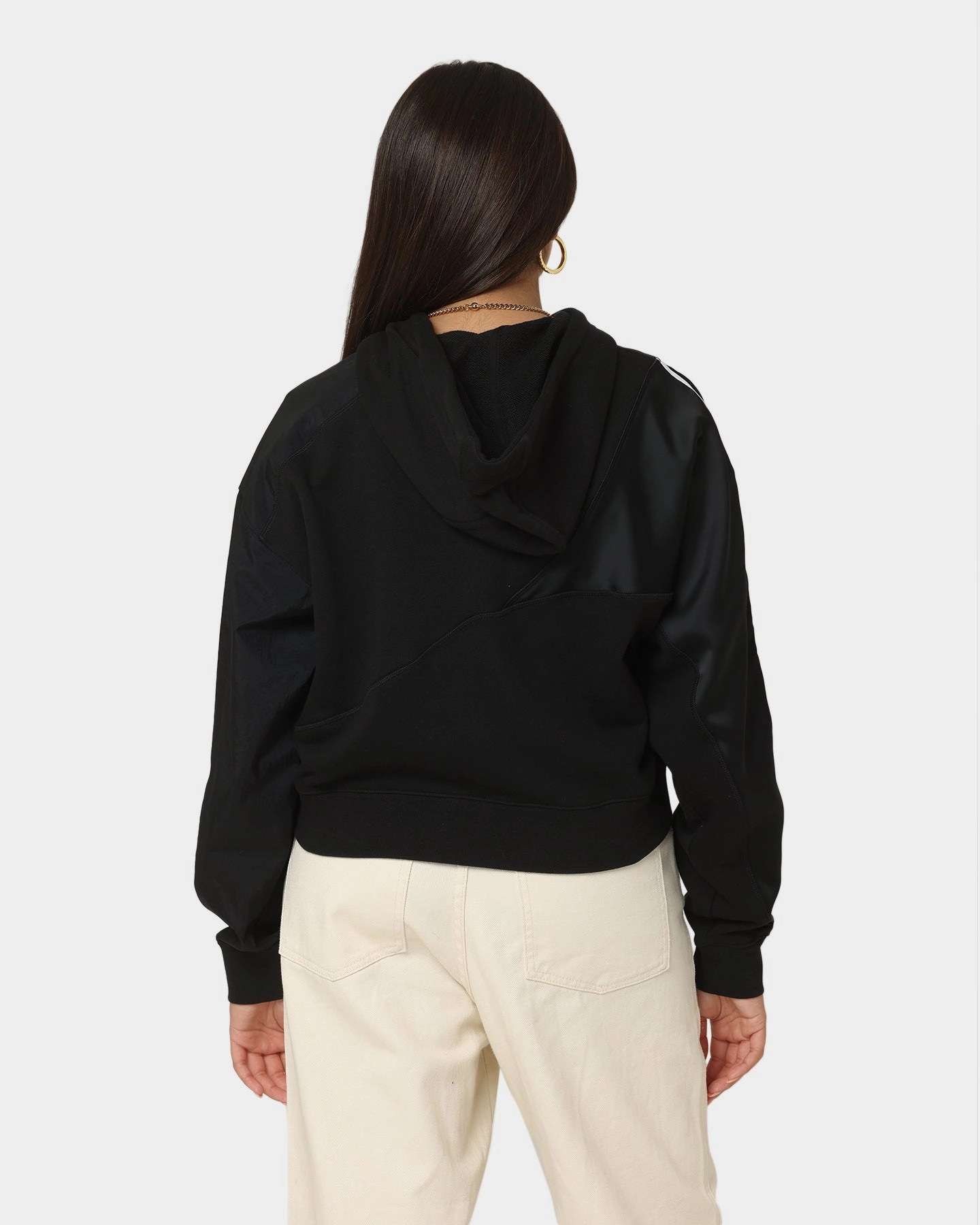 Grid Fleece Lining Adidas Women's Adicolor Split Trefoil Hoodie Black