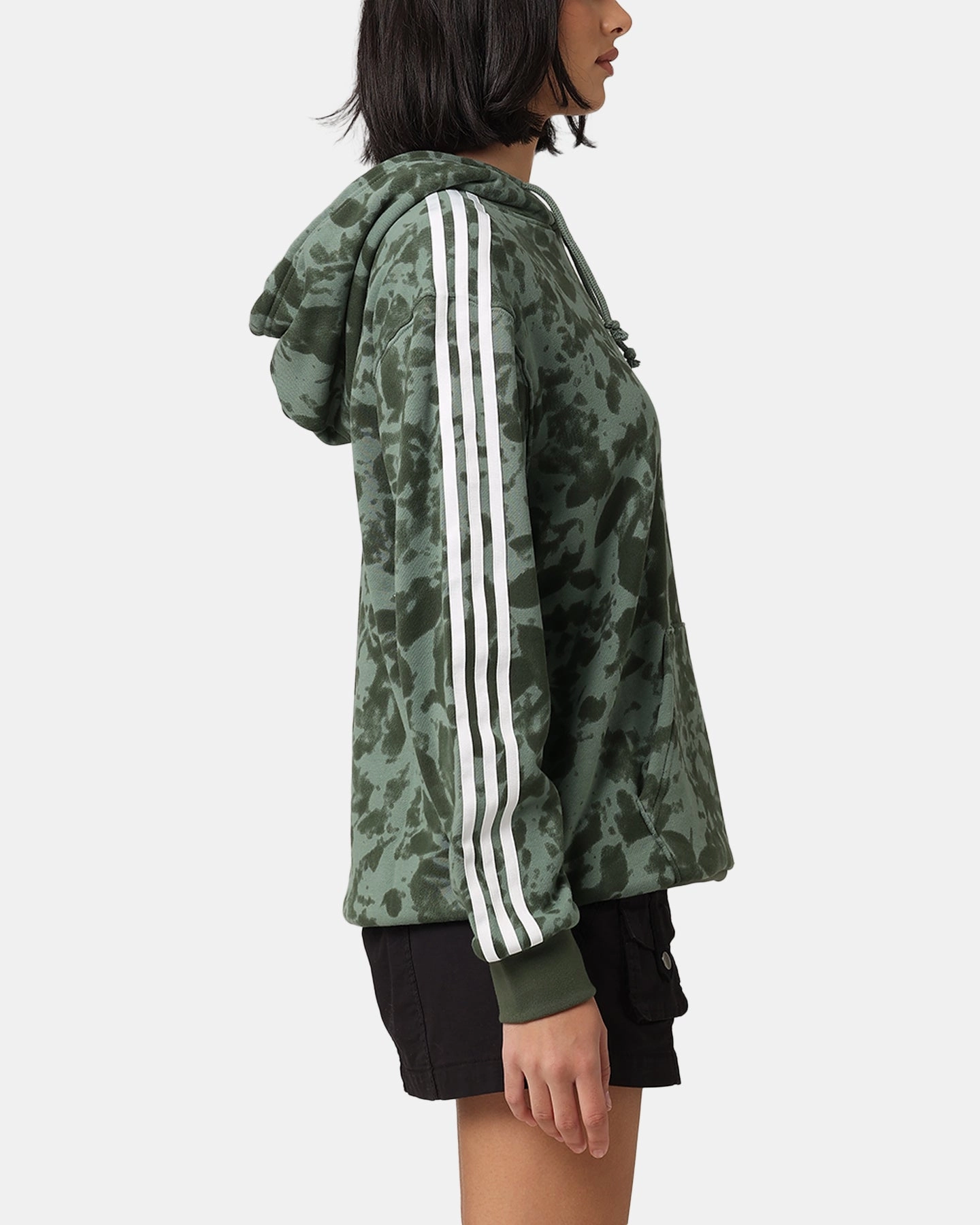 Raglan sleeves Denim Adidas Women's AOP Hoodie Trace Green