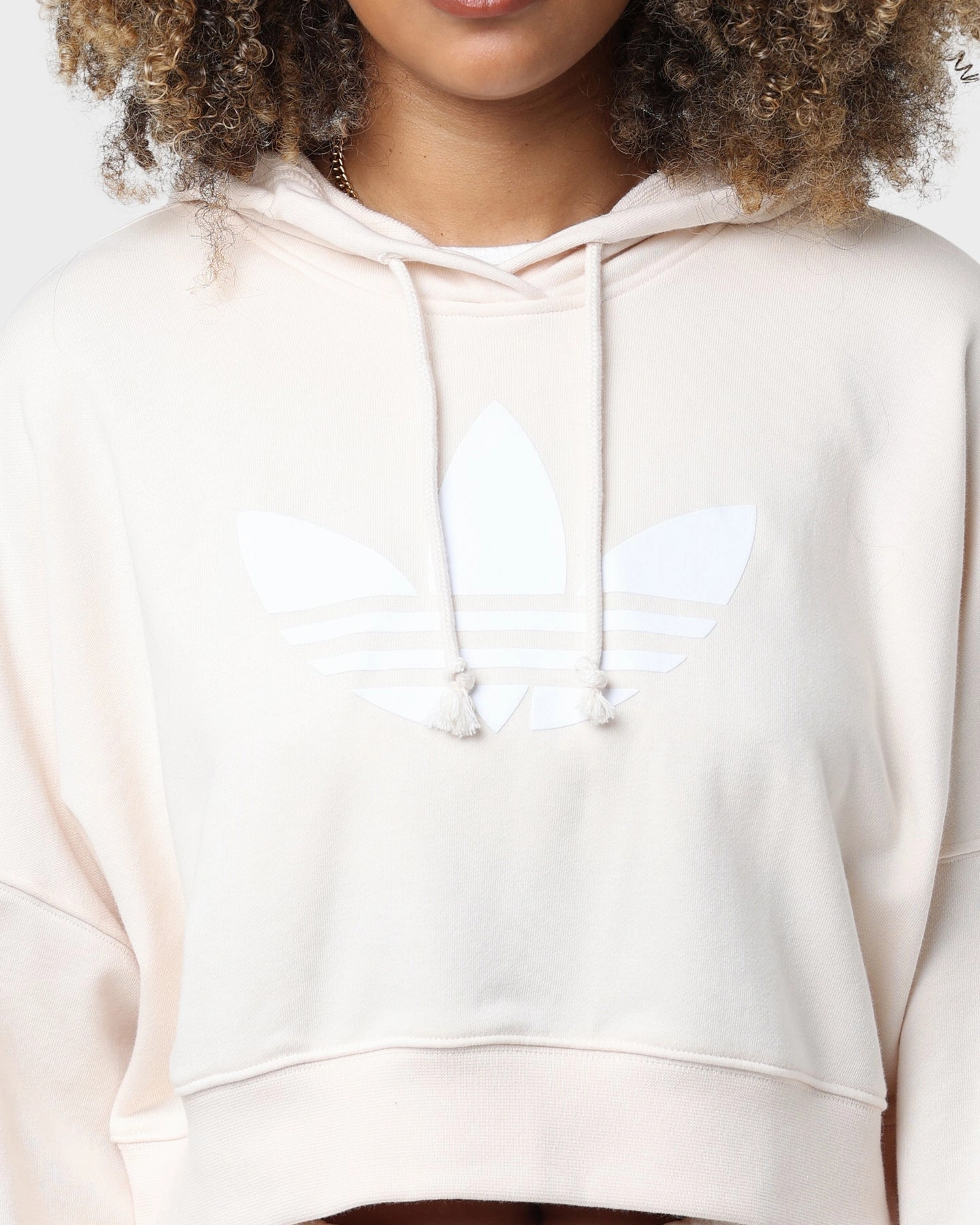 Adidas Women's Cropped Hoodie Wonder White Water resistant coating Ergonomic Stitching