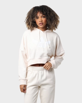 Adidas Women's Cropped Hoodie Wonder White Classic Style Promulgate
