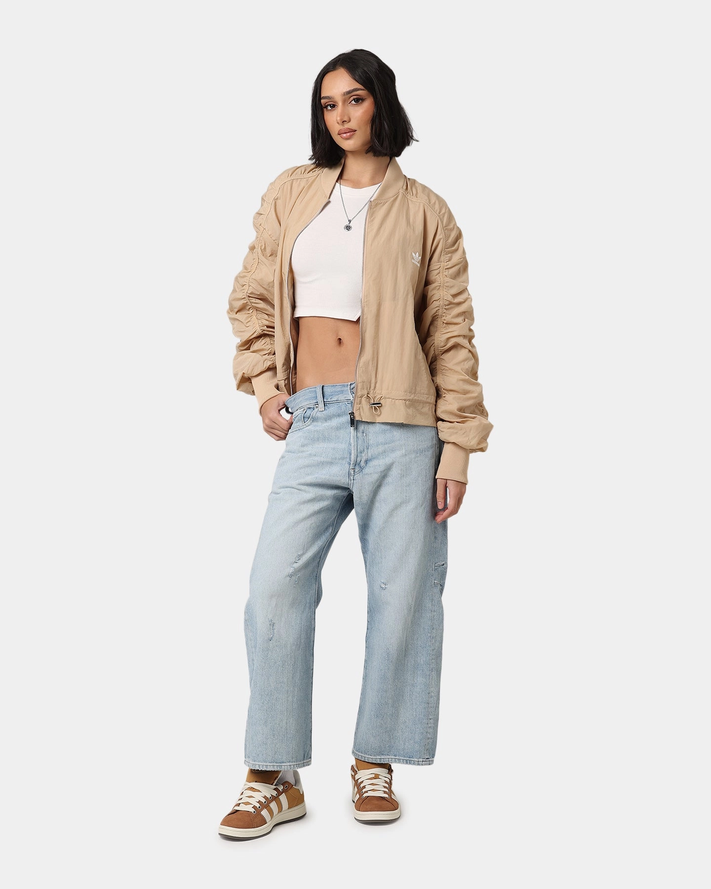 Casual Outdoor Wear Lipstick Adidas Women's Light Weight Bomber Jacket Magic Beige