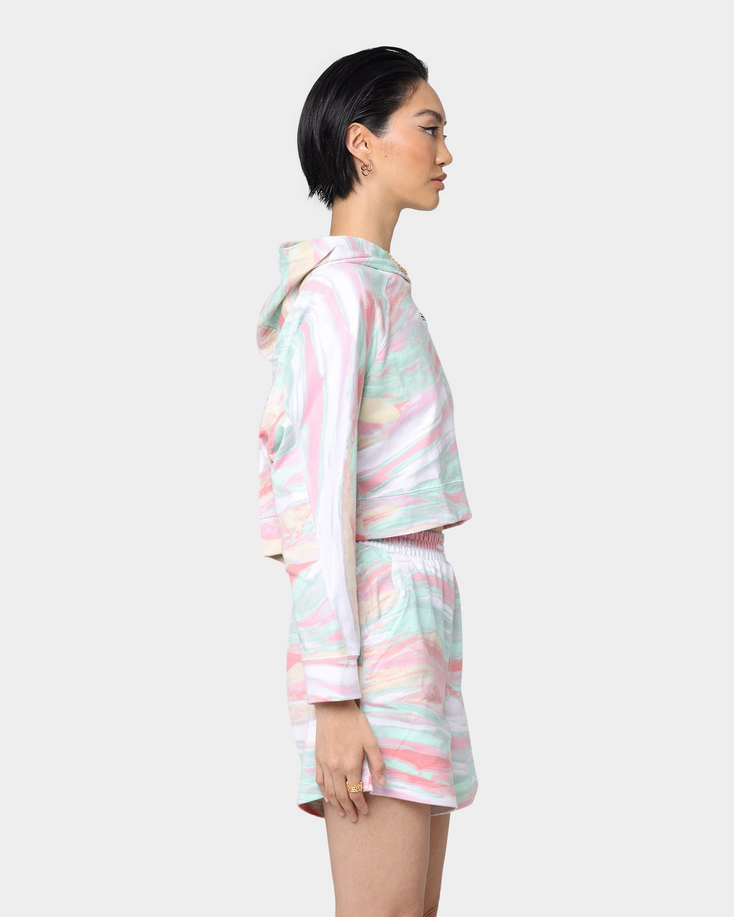 Keep Preserve Adidas Women's Marbled Print Cropped Hoodie Marble