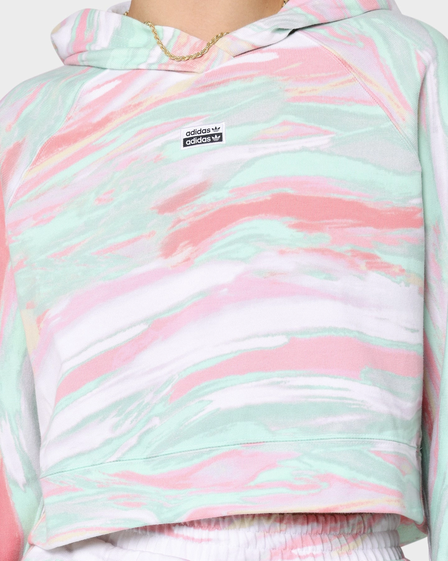 Adidas Women's Marbled Print Cropped Hoodie Marble Performance Ready