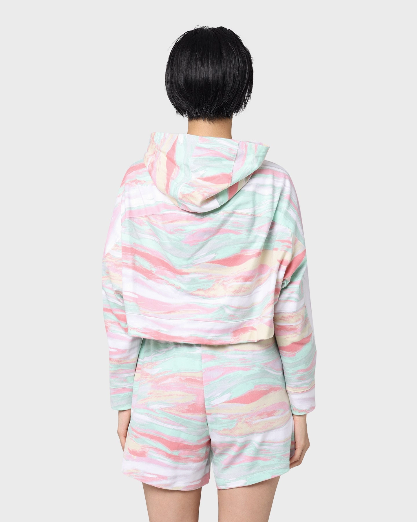 Market Adidas Women's Marbled Print Cropped Hoodie Marble