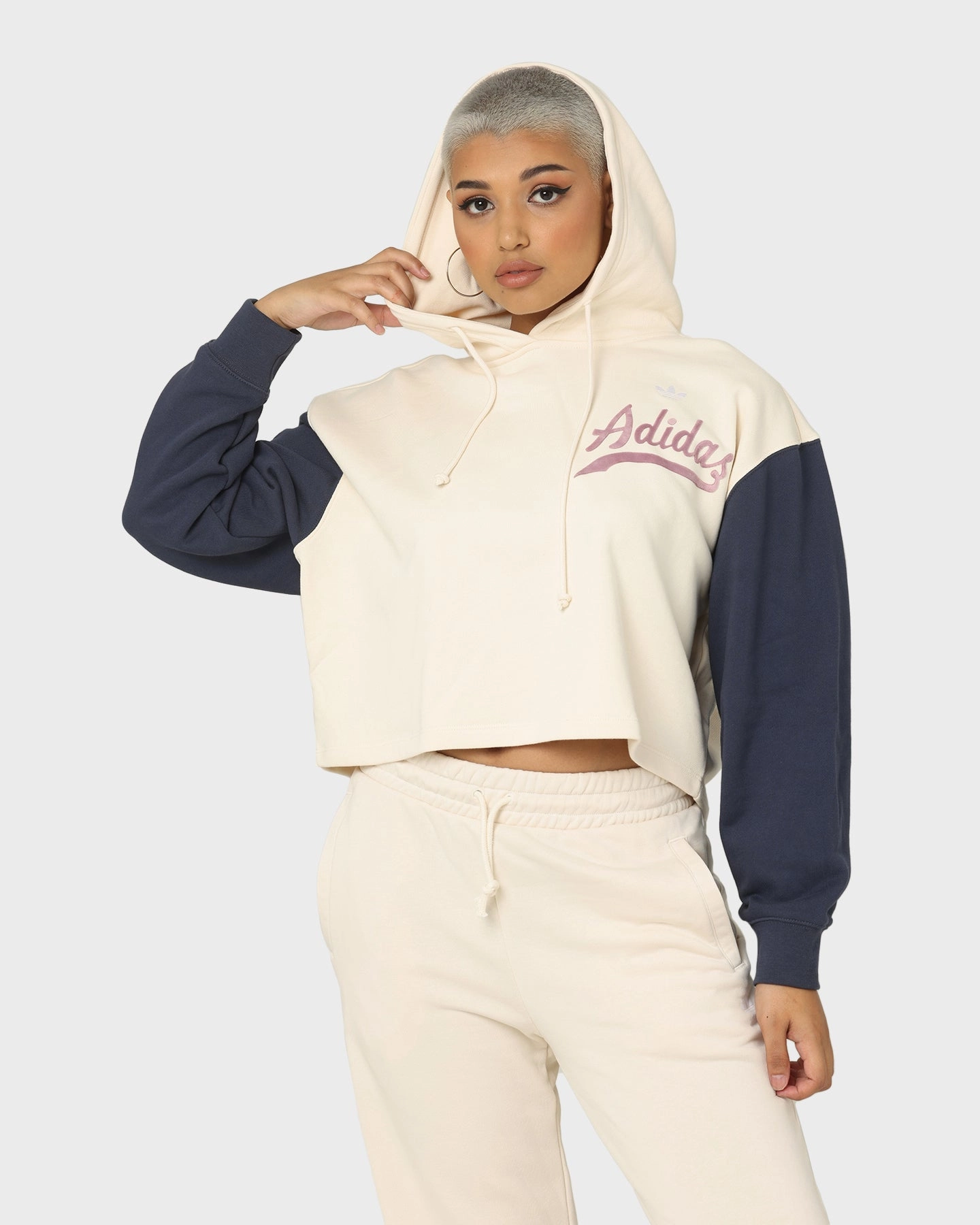 suitable for graduations Adidas Women's Modern B-Ball Hoodie Wonder White/Shadow Navy
