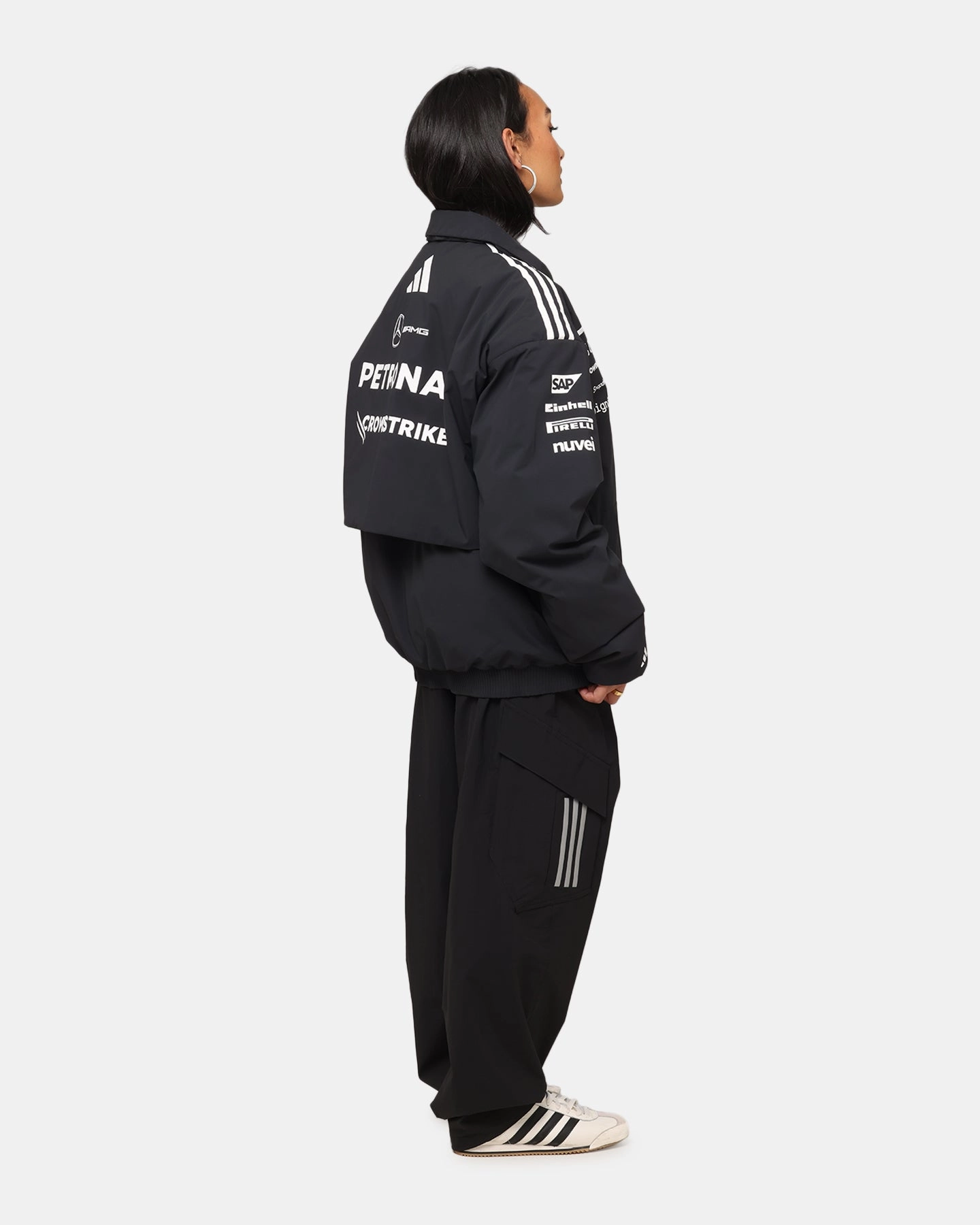 Noise Free Material adidas x Mercedes-AMG PETRONAS Formula One F1 2025 Team Jacket Black/White