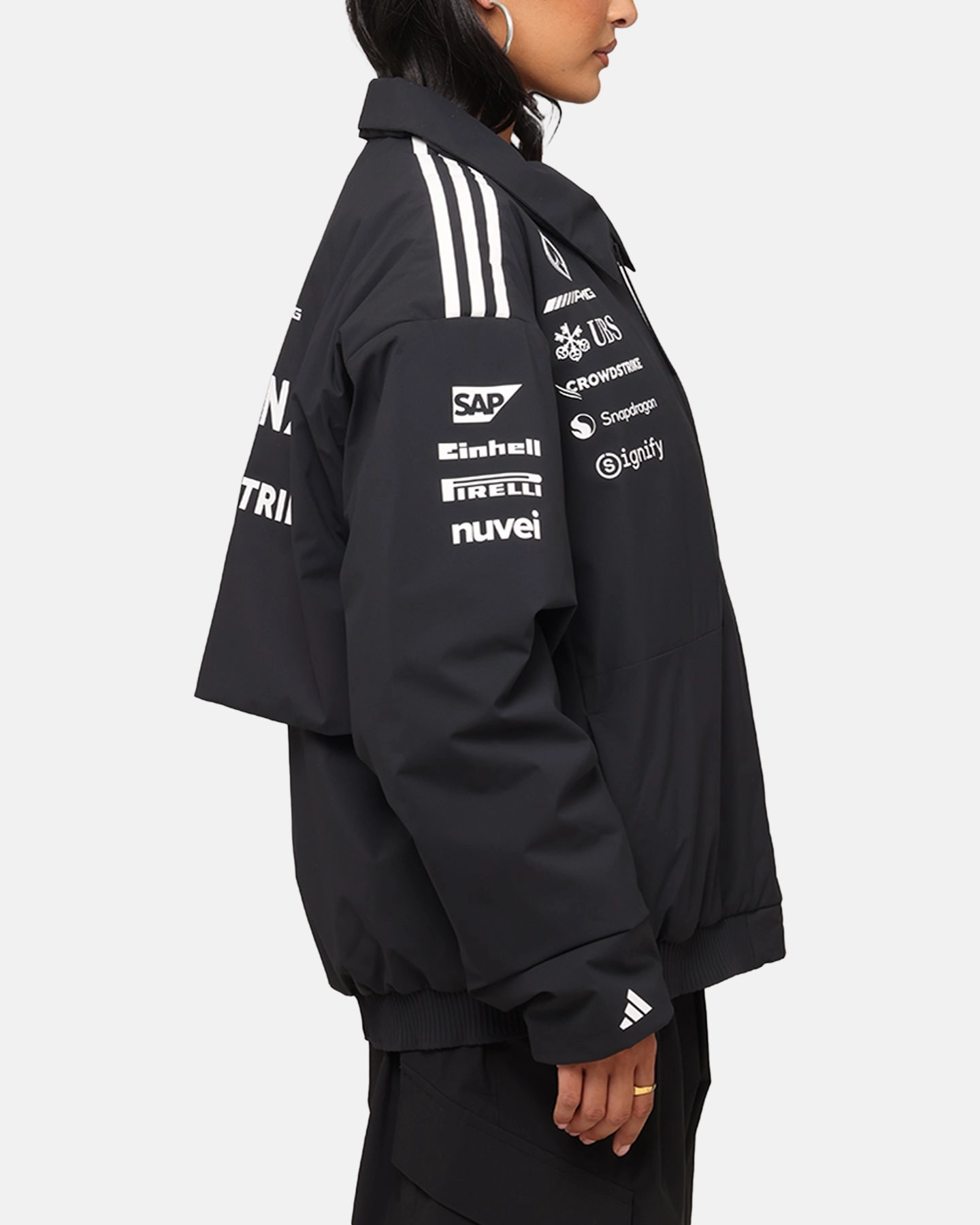 Shock Absorbent Padding Designer adidas x Mercedes-AMG PETRONAS Formula One F1 2025 Team Jacket Black/White