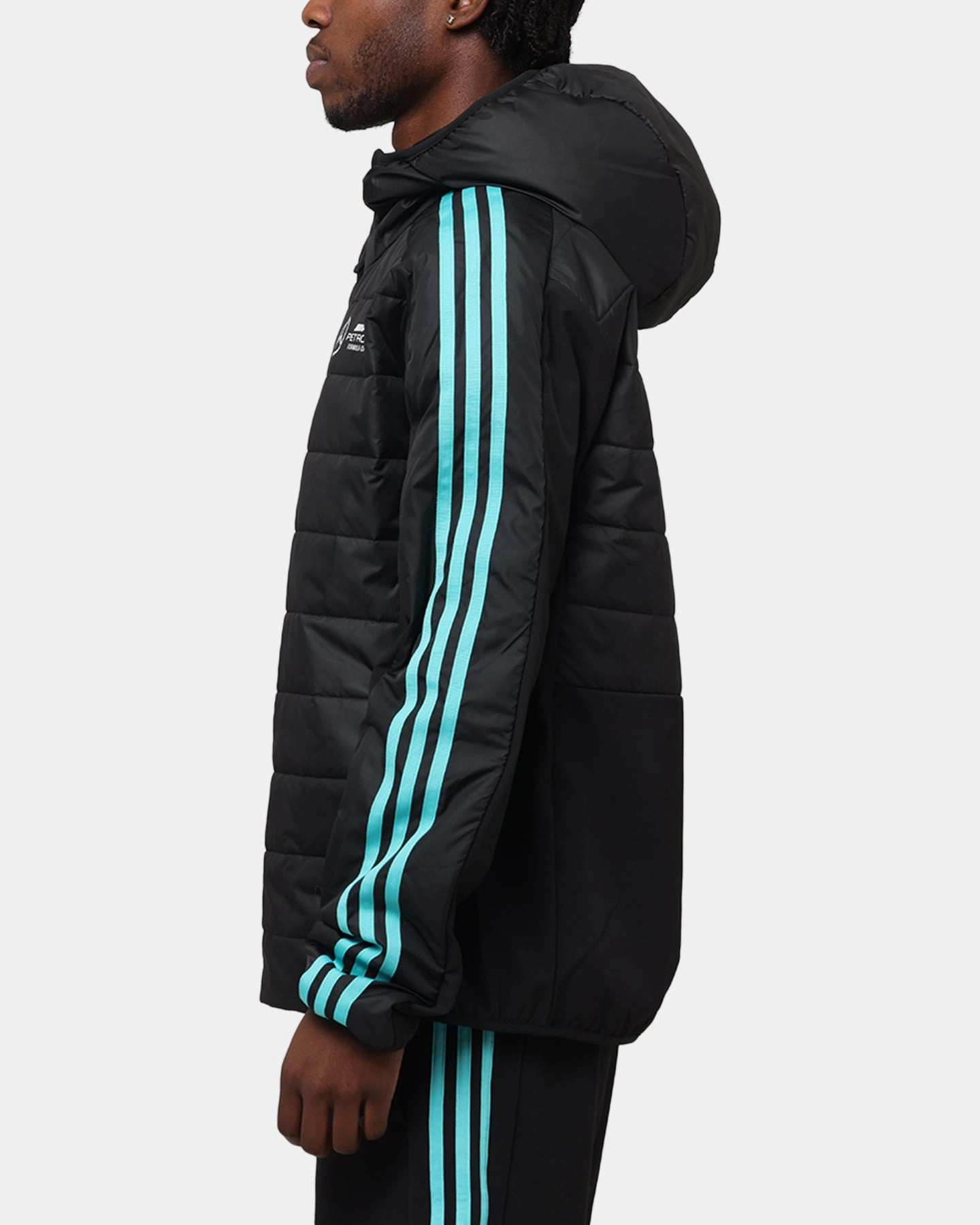 Recycled Polyester Three Layer Laminate adidas x Mercedes-AMG PETRONAS Formula One F1 DNA Puffer Jacket Black/White