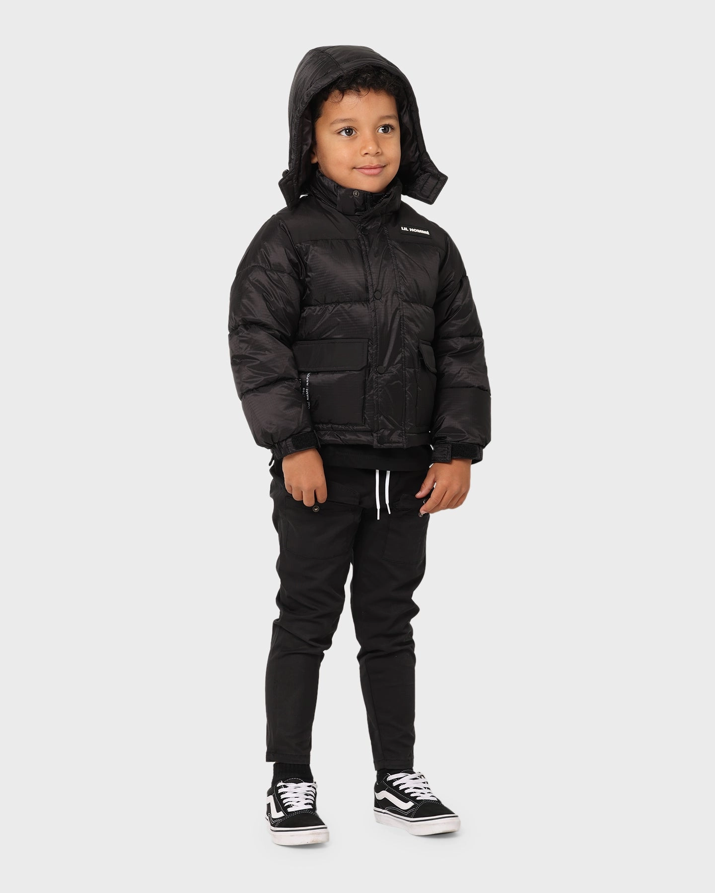 Lil Homme Kid's Roadman Puffer Jacket Black Enjoy Purse