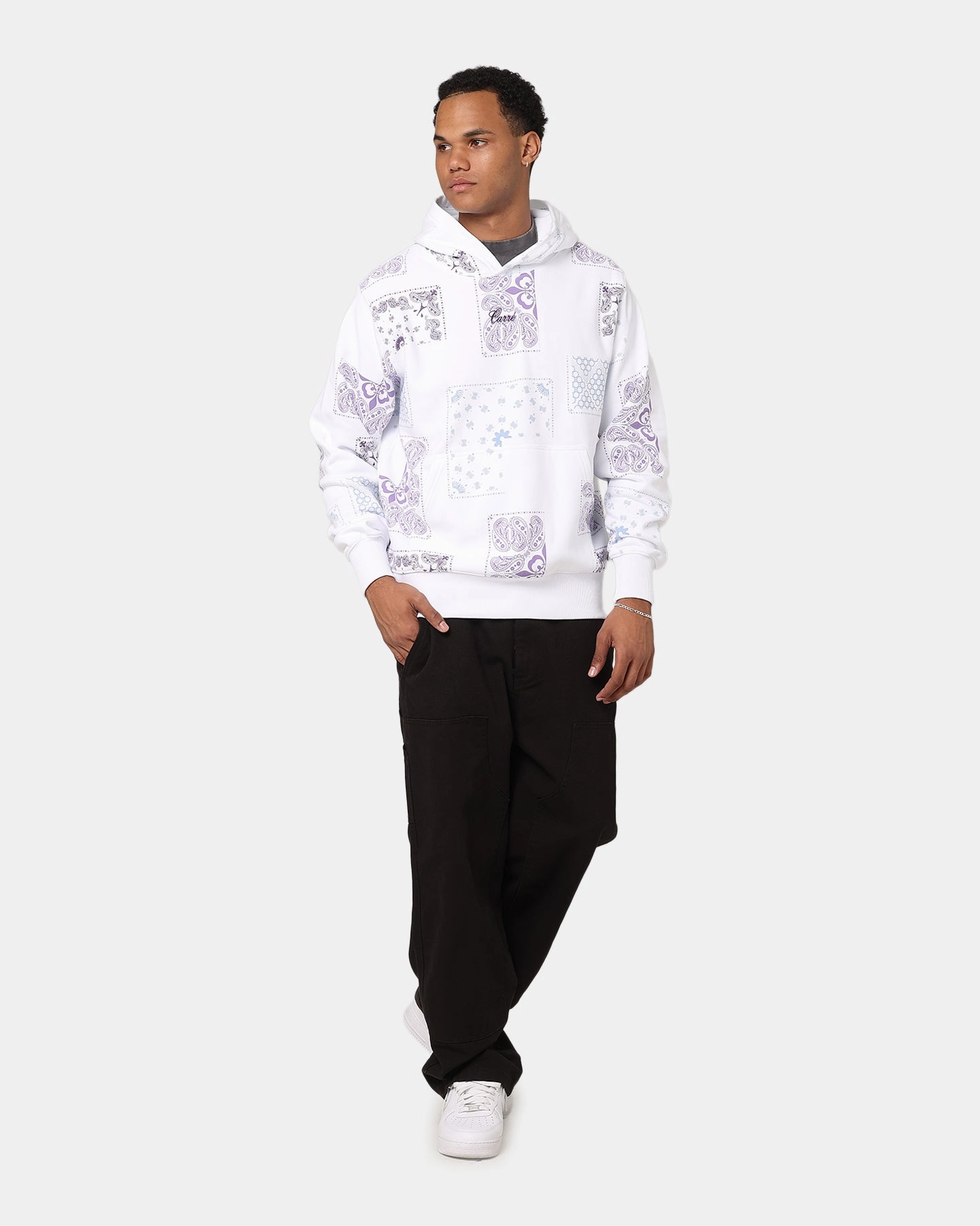 Carre Fragment Paisley Hoodie White Dynamic Feel Durable Outerwear