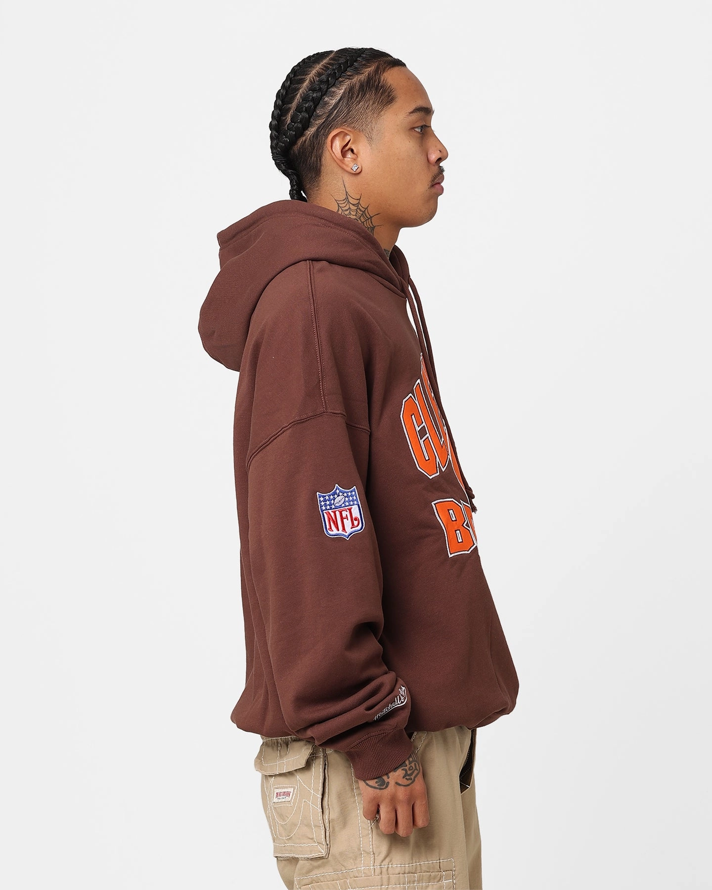 Mitchell & Ness Cleveland Browns Wave Arch Hoodie Faded Brown Warm Insulation rainy - day gear