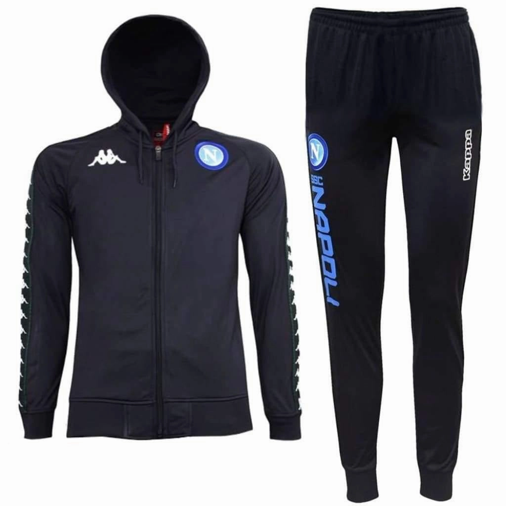 flare fit Unisex wear Kids - SSC Napoli UCL navy hooded presentation soccer tracksuit 2018/19 - Kappa