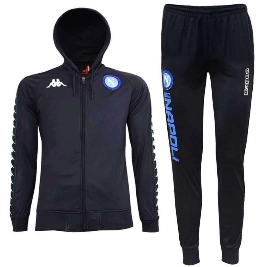 Kids - SSC Napoli UCL navy hooded presentation soccer tracksuit 2018/19 - Kappa Active Look