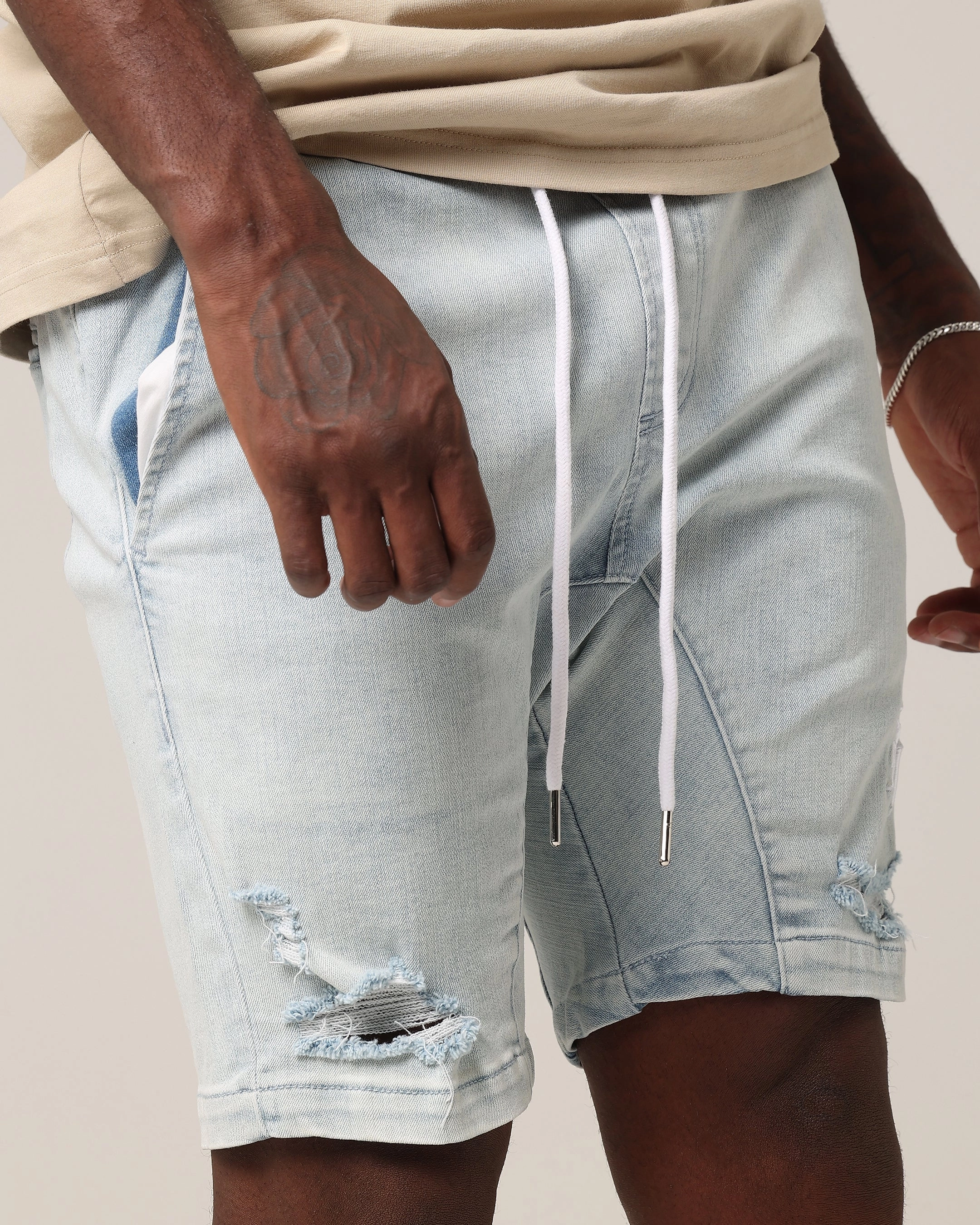 Saint Morta Annex Denim Shorts Light Blue Multi Pocket System