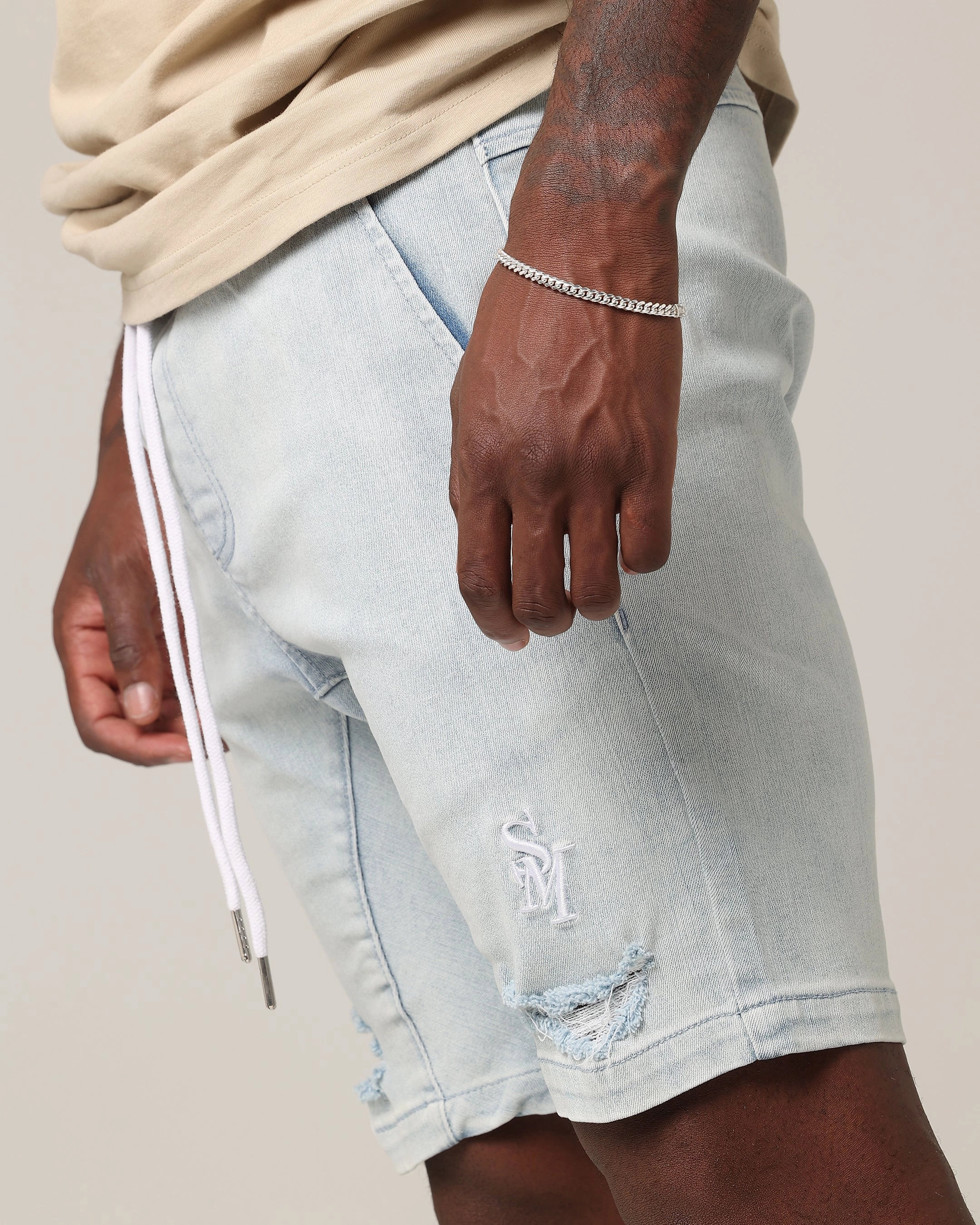 Saint Morta Annex Denim Shorts Light Blue ReinforcedStressPoints