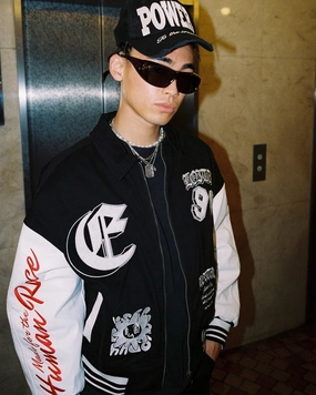 teens' Ceremony Loiter Ethereal Varsity Jacket Black/White