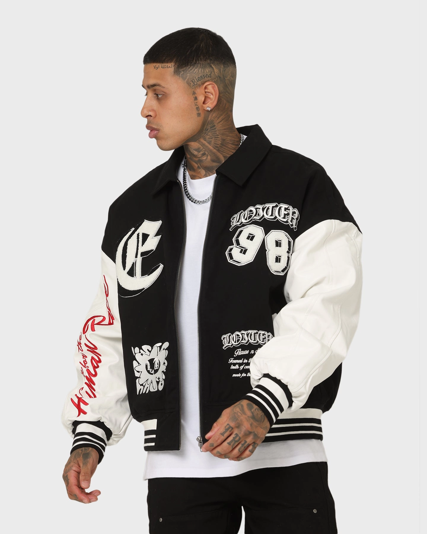 Lose Loiter Ethereal Varsity Jacket Black/White