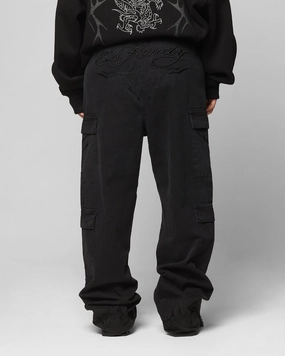HighDensityWeave Durable Seam Construction Ed Hardy Electric Cargo Pants Washed Black