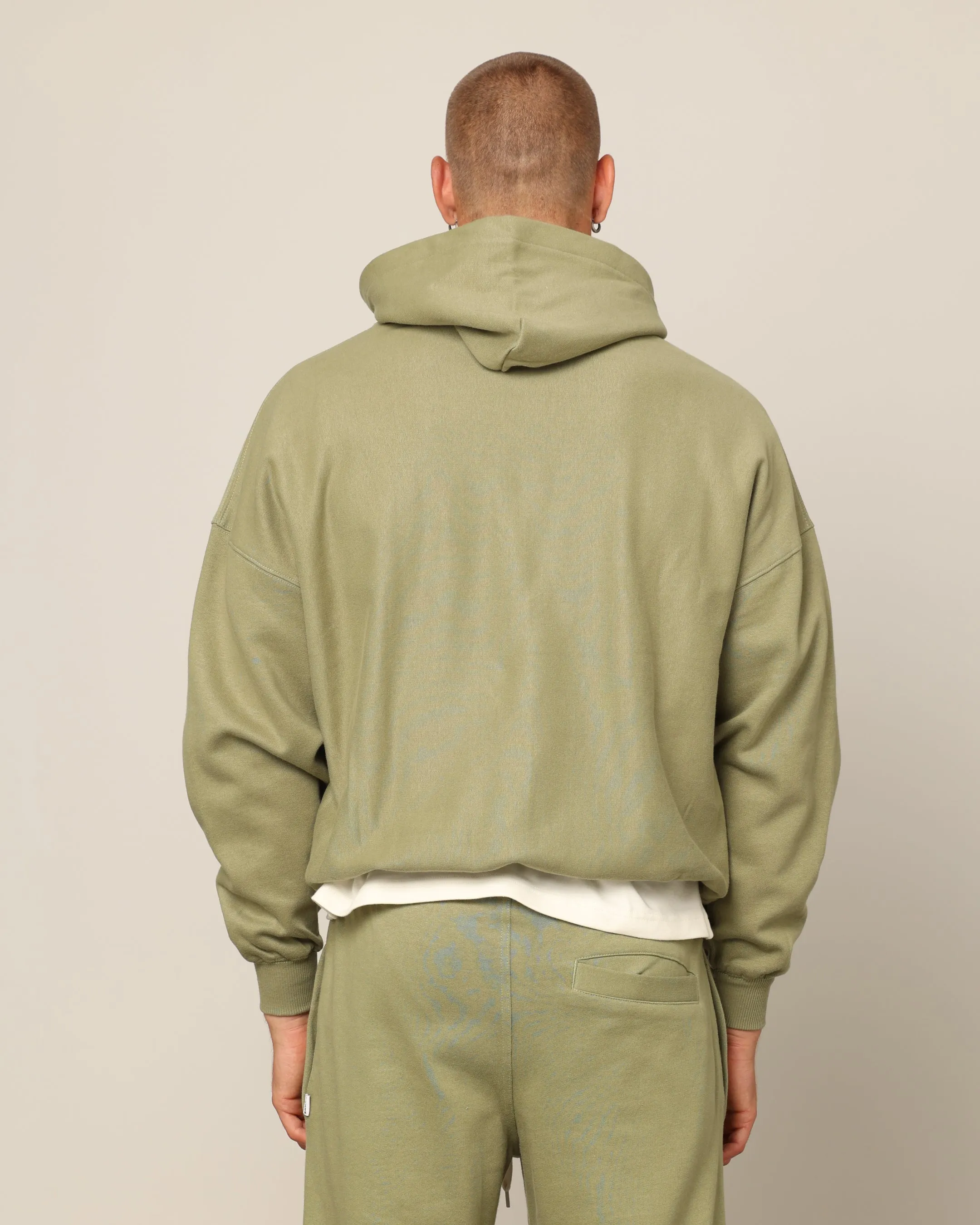 Double Layered Edges Carr?? Blanc Oversized Hoodie Military