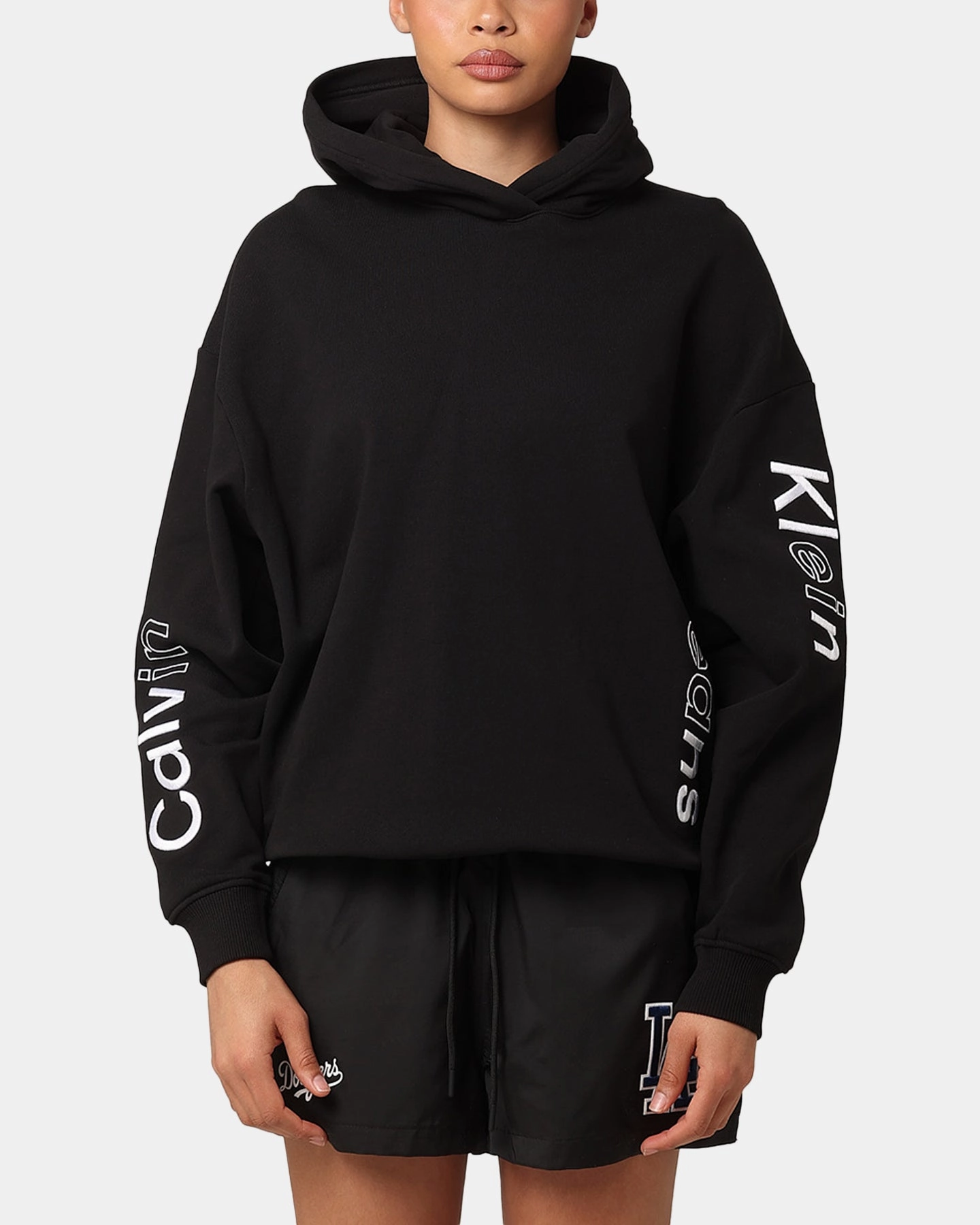 Reflective Piping Calvin Klein Women's Multi Placement Logo Hoodie Black