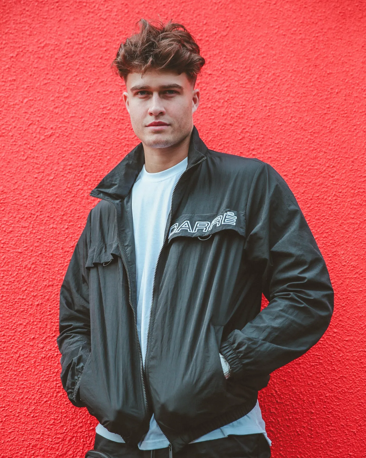 label Casual Warmth Carr?? Restart Windbreaker Black