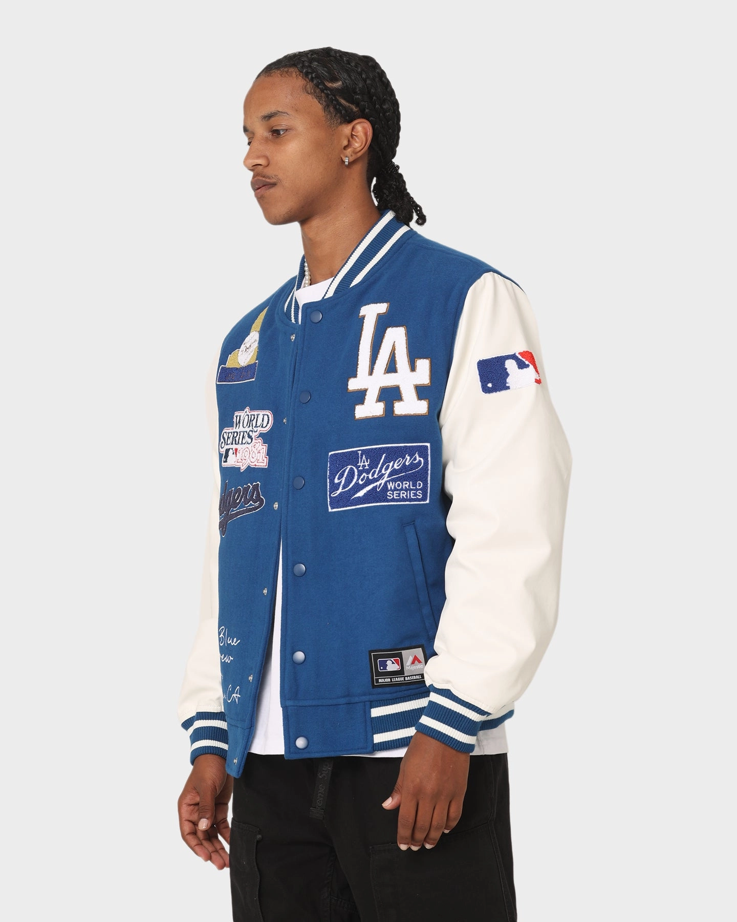 Majestic Athletic Los Angeles Dodgers Multi Hit Varsity Jacket Royal Weekend Vibe Hiking Jacket