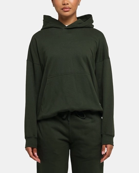Carr?? Blanc Oversized Hoodie Dark Green dormitory style Double Welded Pockets