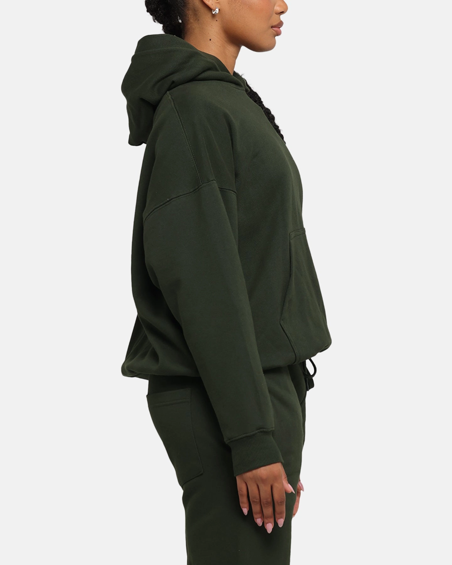 Faded Wash Effect Carr?? Blanc Oversized Hoodie Dark Green