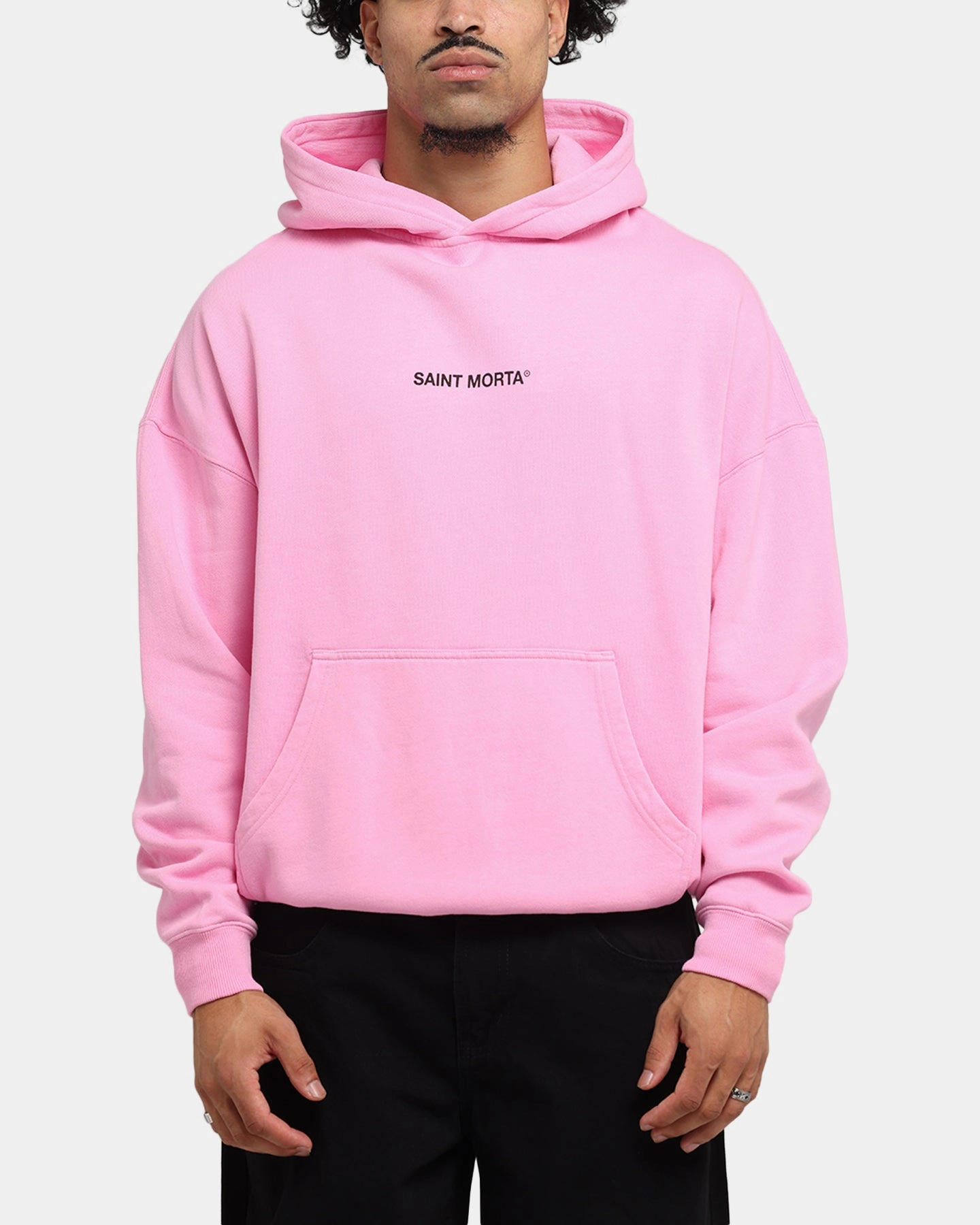 Saint Morta Lover Club Boxy Hoodie Pink Urban Fresh Distressed Detailing