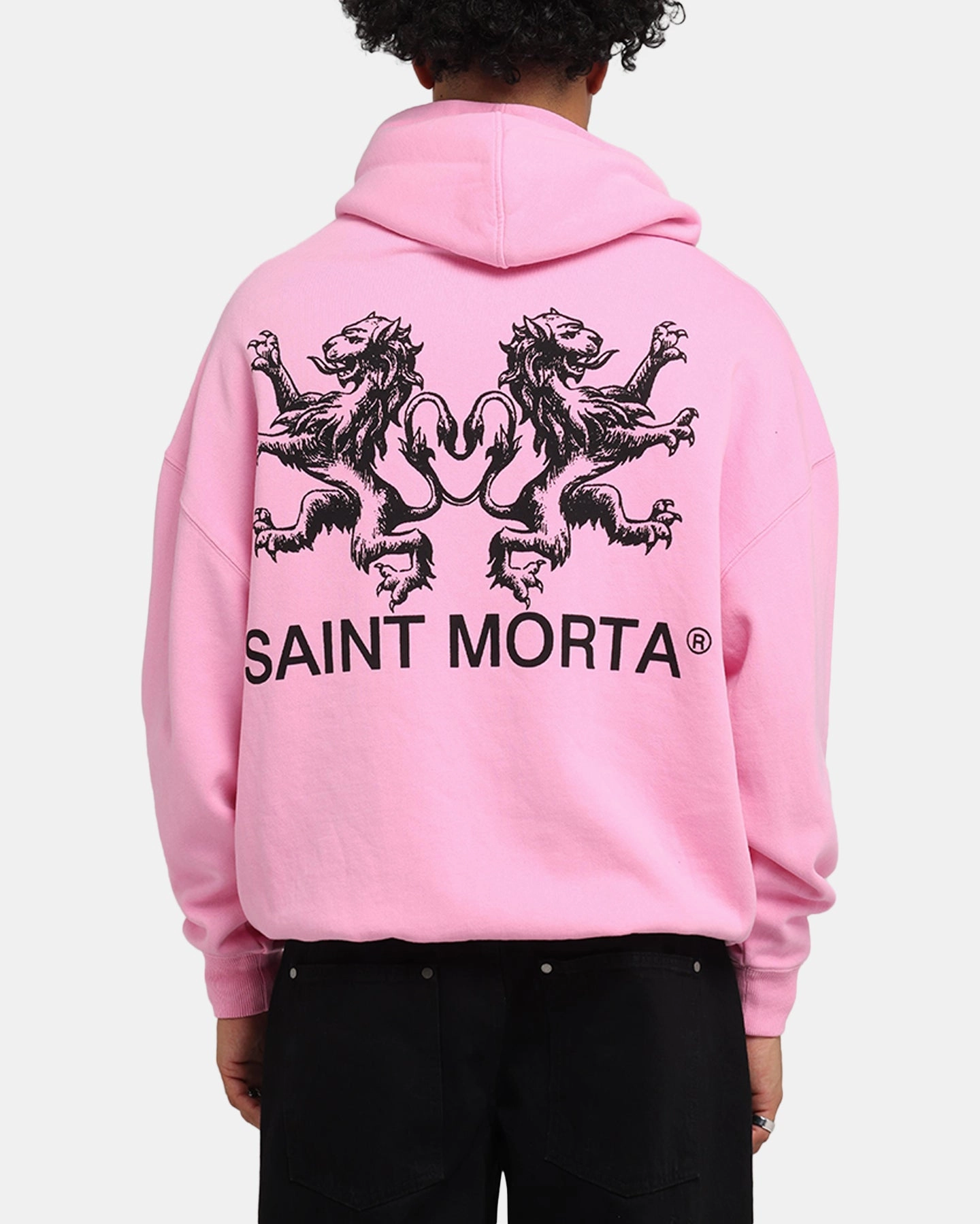 Modern Silhouette Saint Morta Lover Club Boxy Hoodie Pink